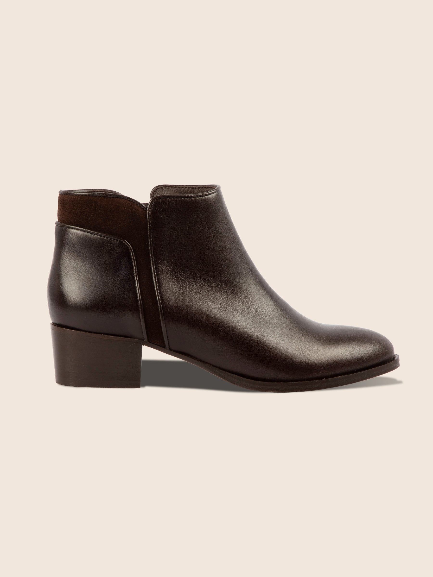 vue extérieur bottines moyen talon cuir marron jules jenn