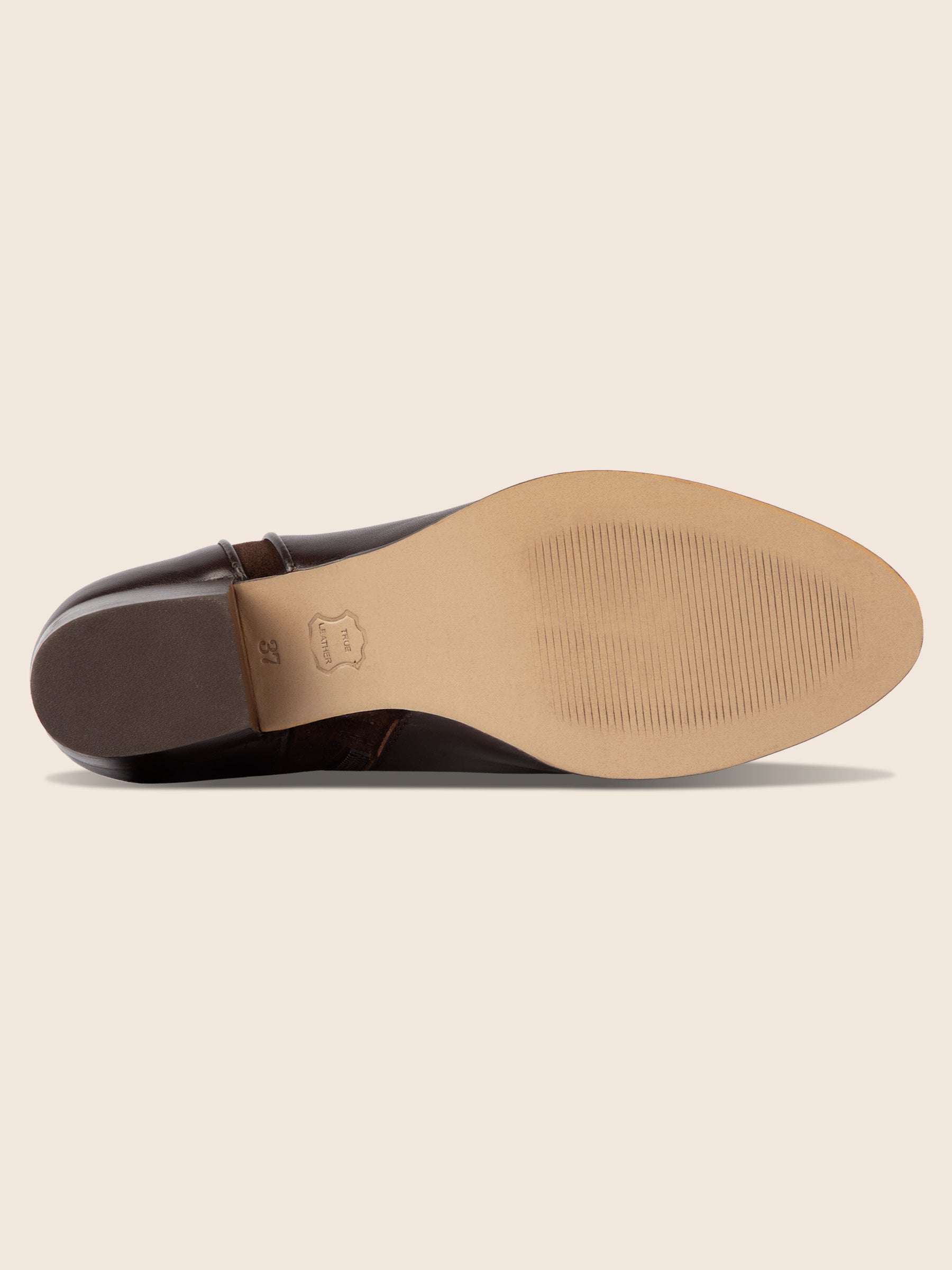 vue dessous bottines moyen talon cuir marron jules jenn