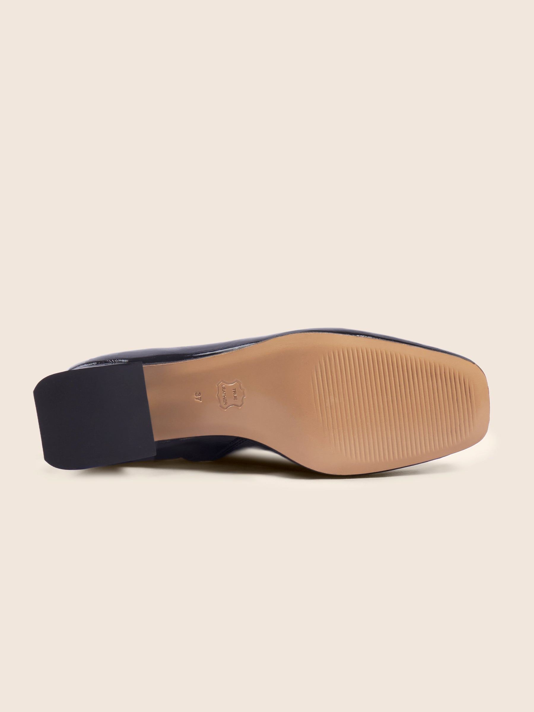 photo vue dessous bottines moyen talon diane cuir vernis noir jules jenn