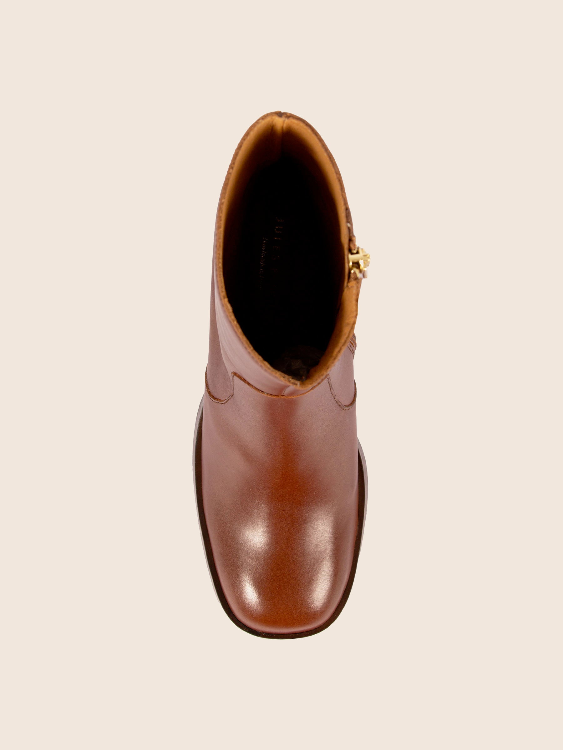 vue dessus bottines plateforme cuir camel jules jenn