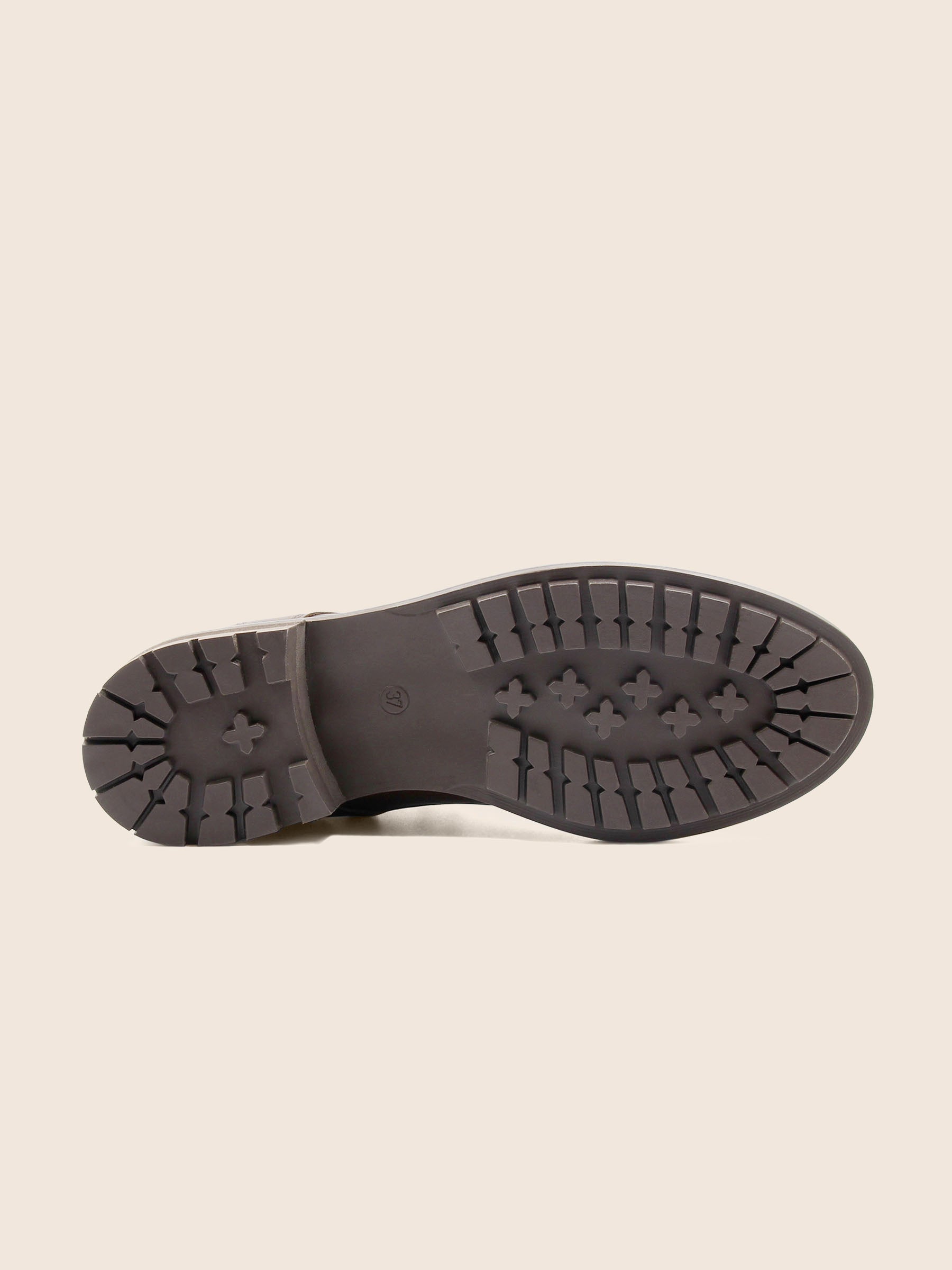vue dessous bottines plates lacets cuir marron jules & jenn