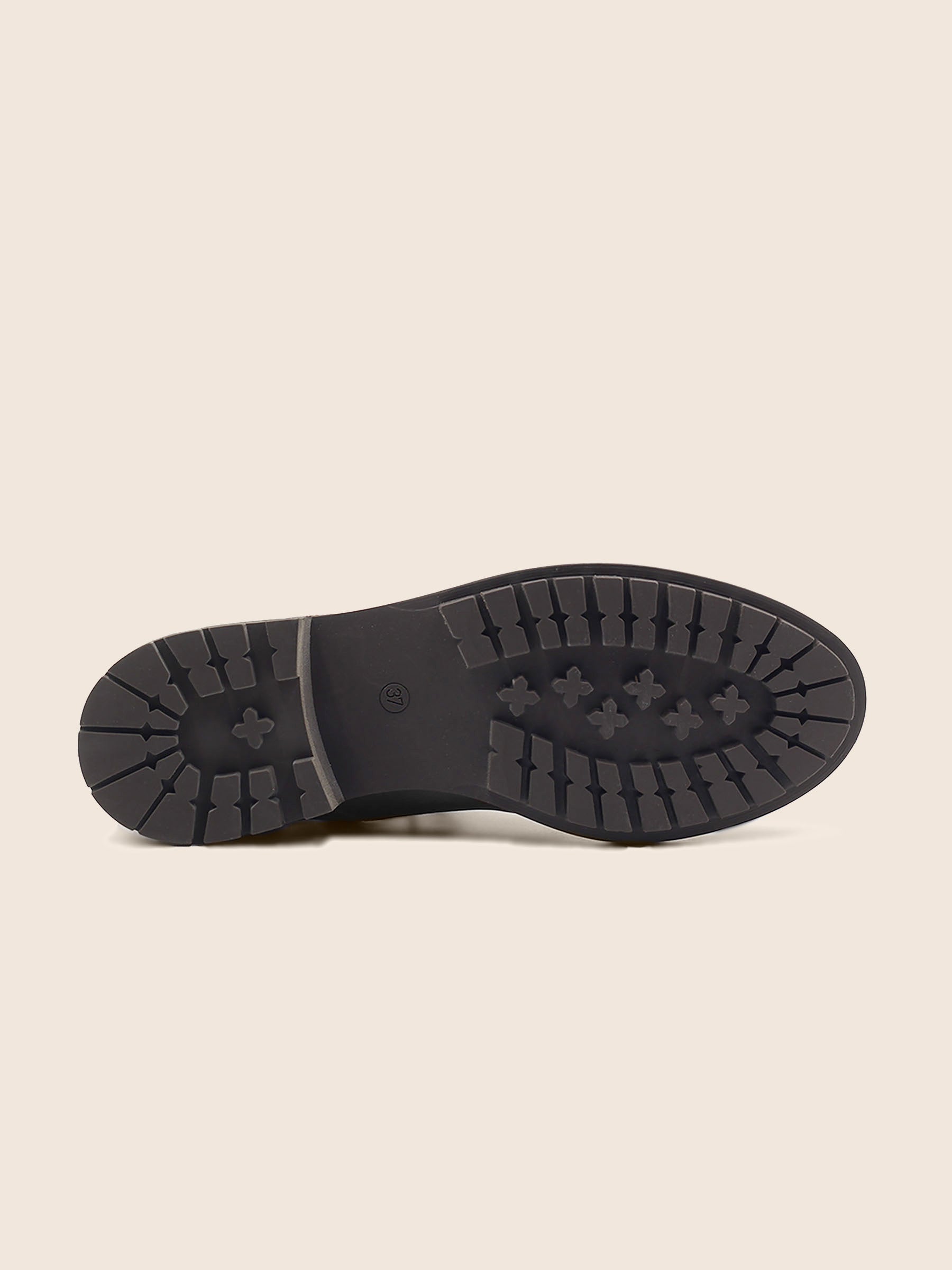 vue dessous bottines plates a lacets cuir noir jules & jenn