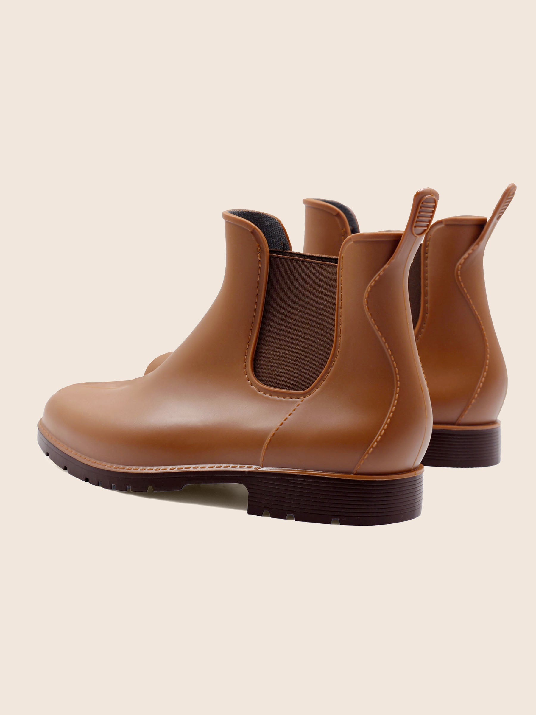 vue arriere bottines pluie caoutchouc camel jules jenn