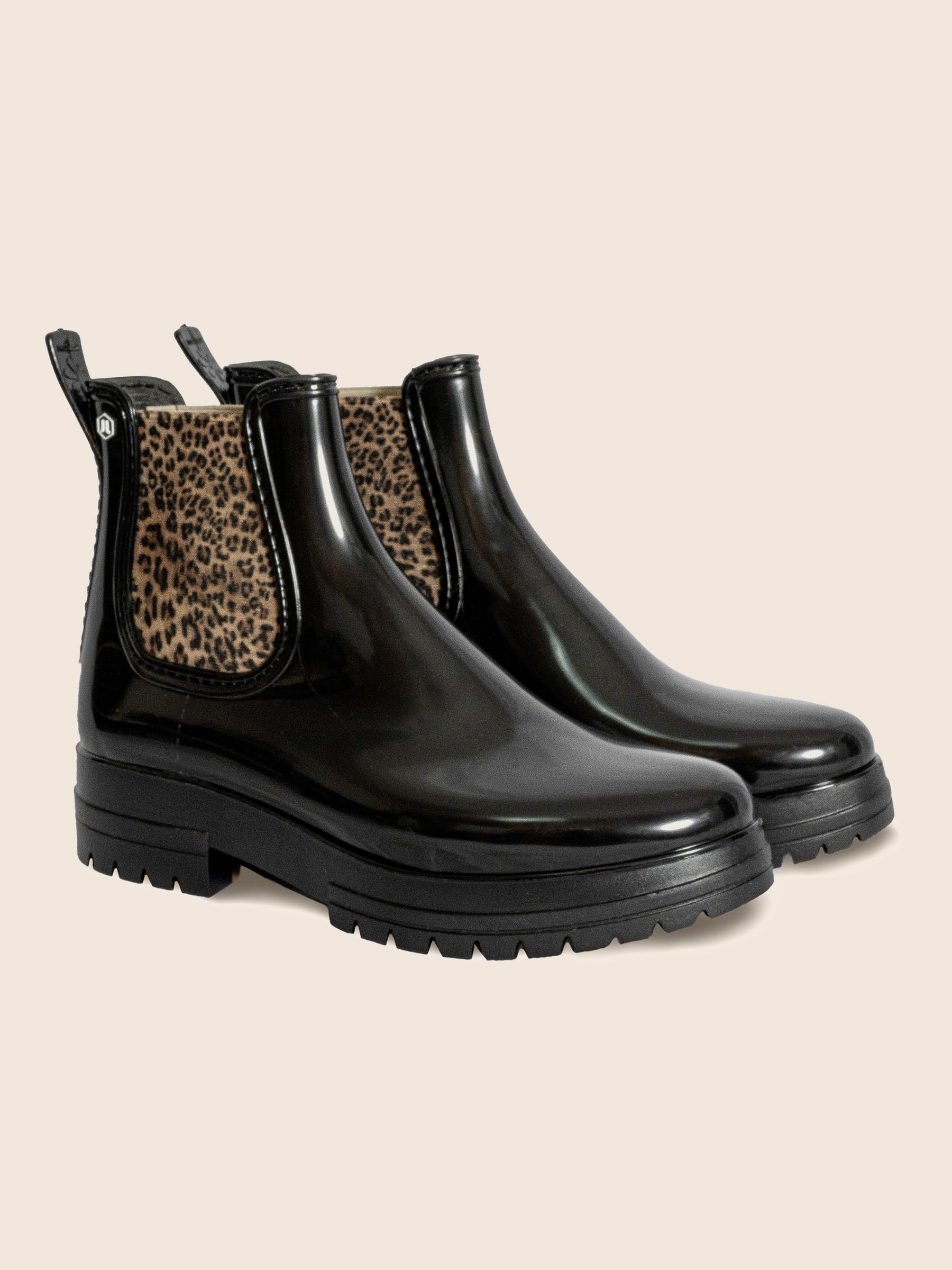 bottines de pluie crantees noir leopard jules jenn