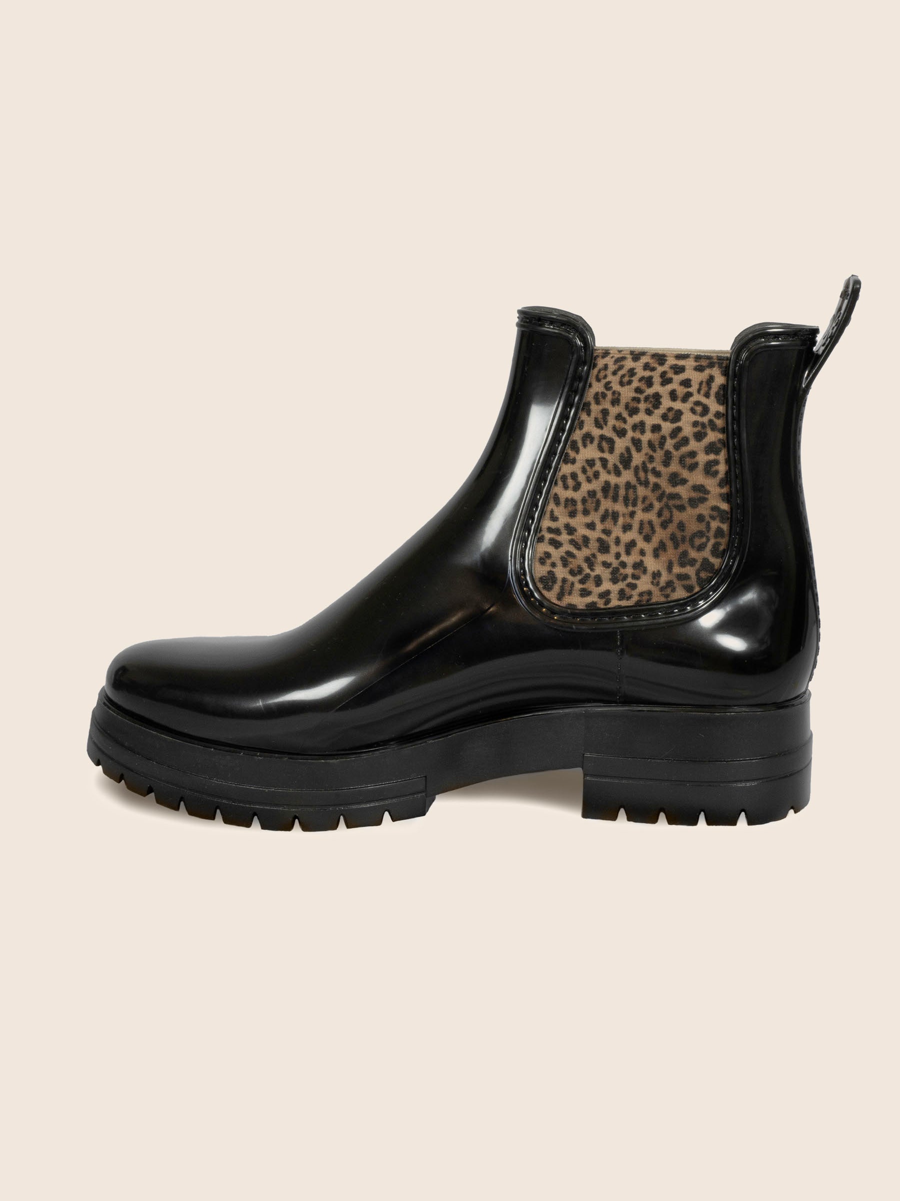 vue interieur bottines de pluie crantees noir leopard jules jenn