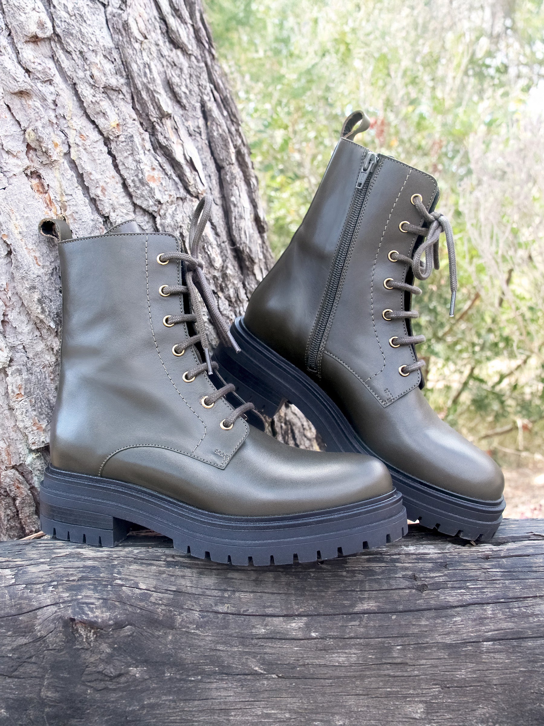 vue posée bottines ranger crantees kaki jules jenn