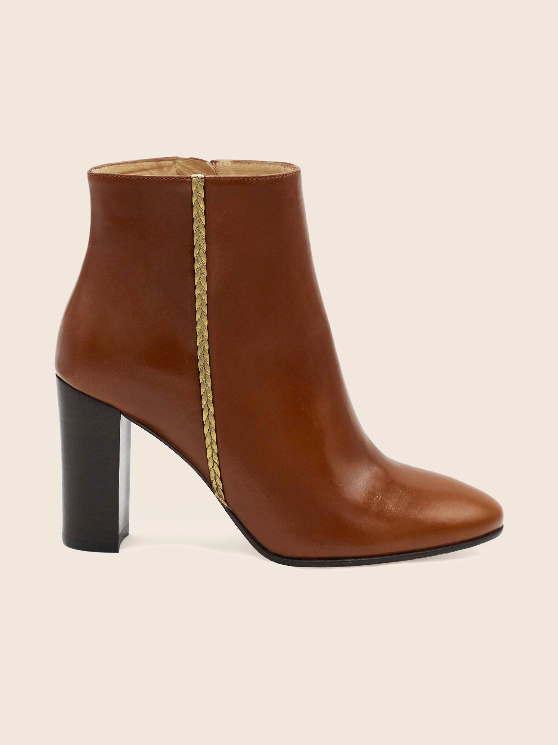 vue poséee bottines talon cuir marron clair jules & jenn