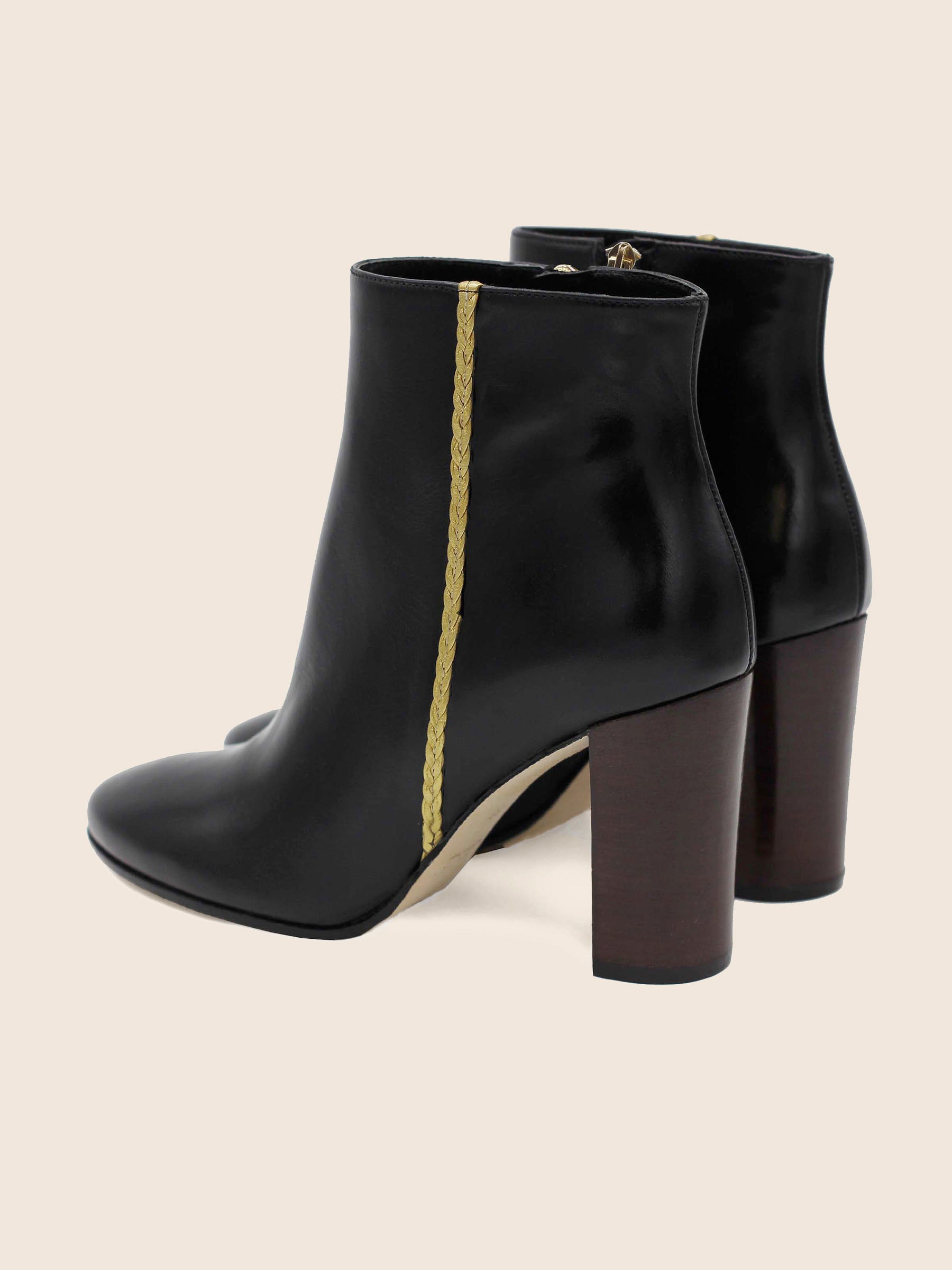 vue arriere bottines talon cuir noir jules & jenn