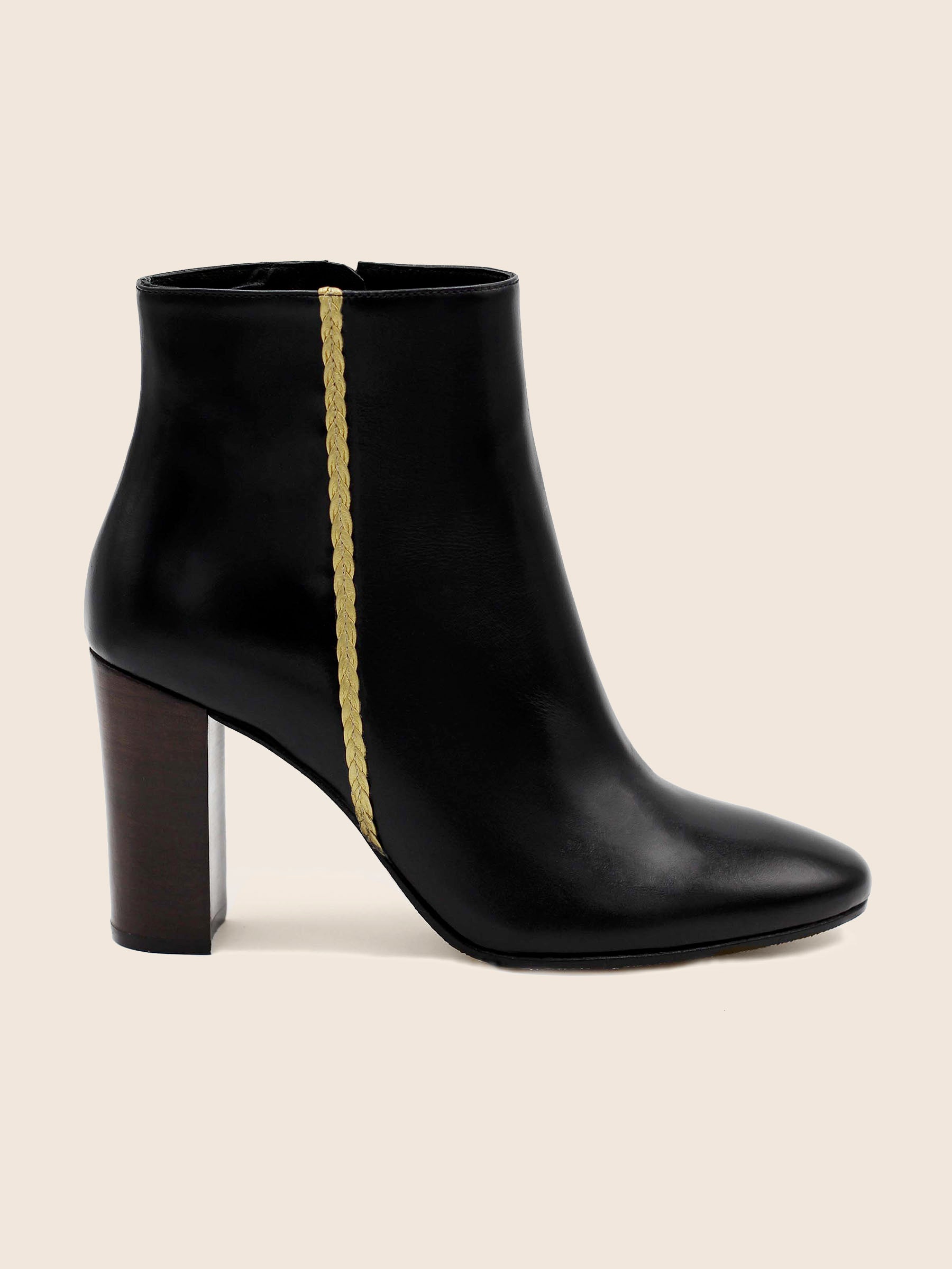 vue dessus bottines talon cuir noir jules & jenn