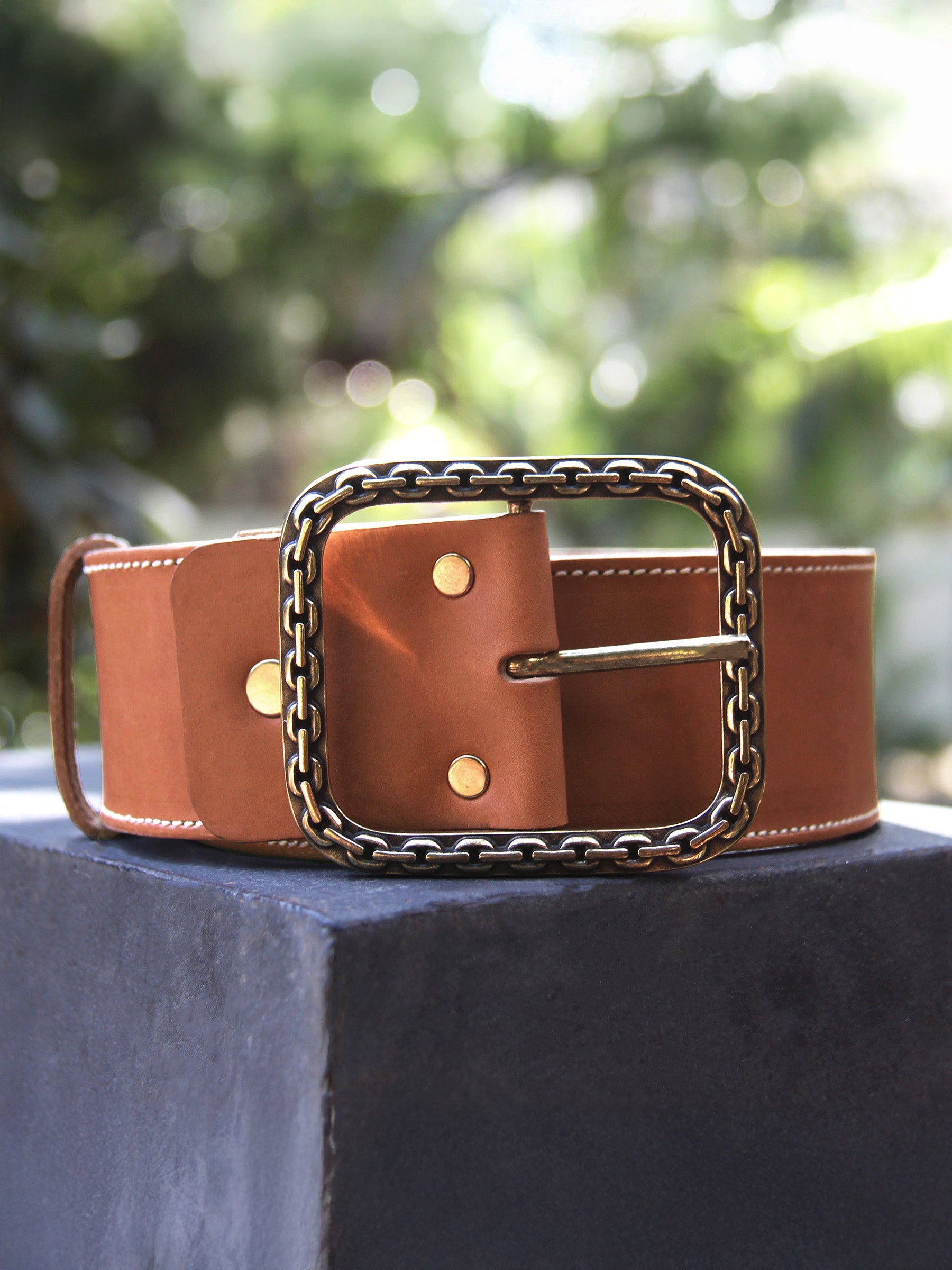 Ceinture bijou cuir camel
