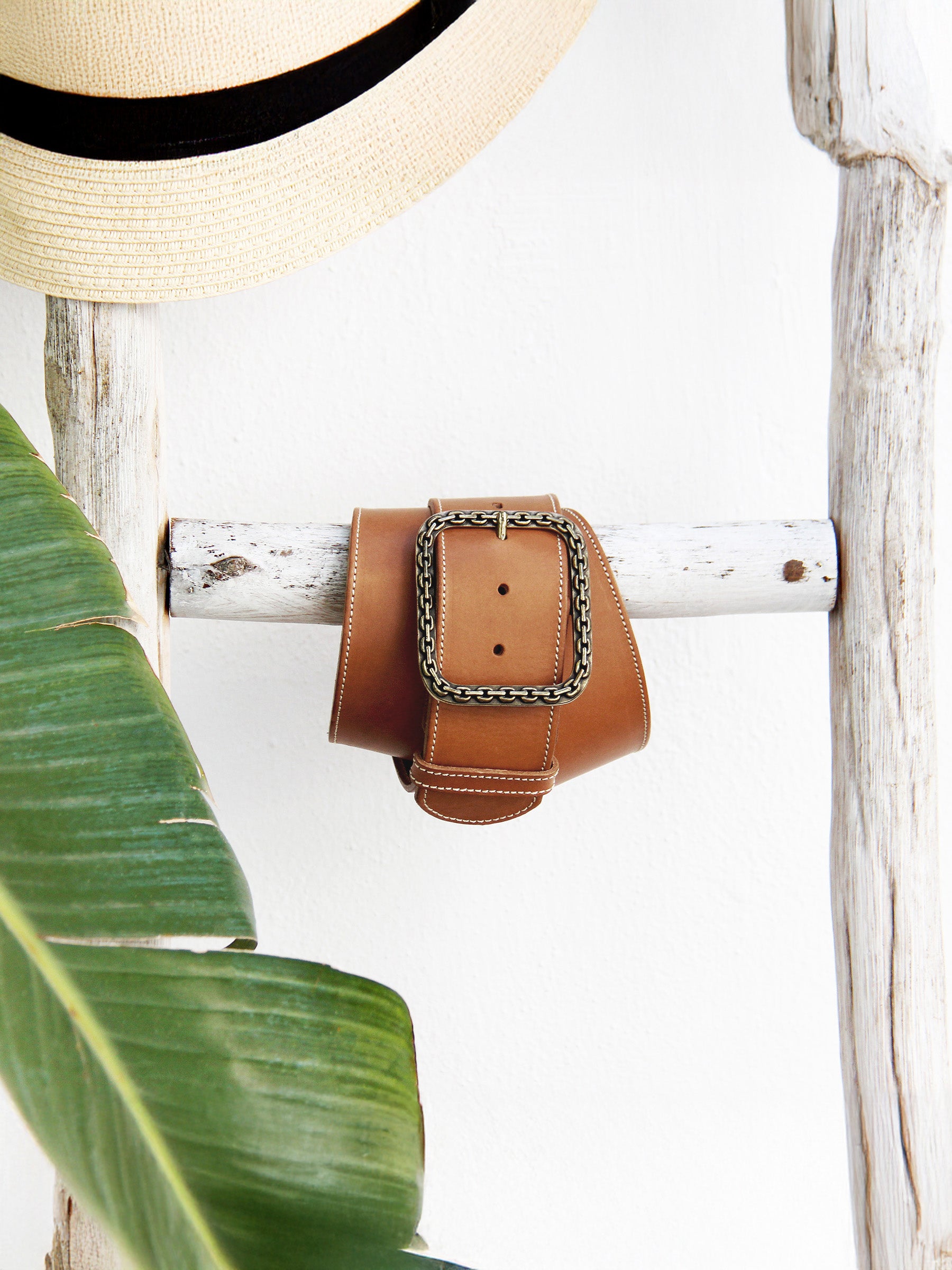 Ceinture bijou cuir camel