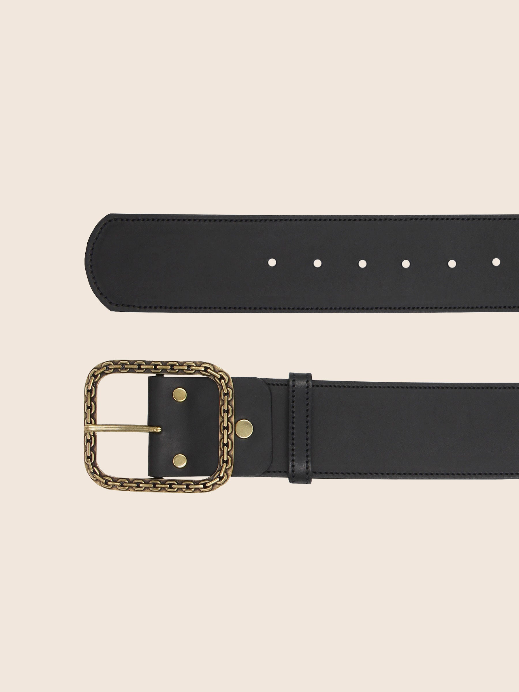 vue dessus ceinture bijou cuir noir jules & jenn