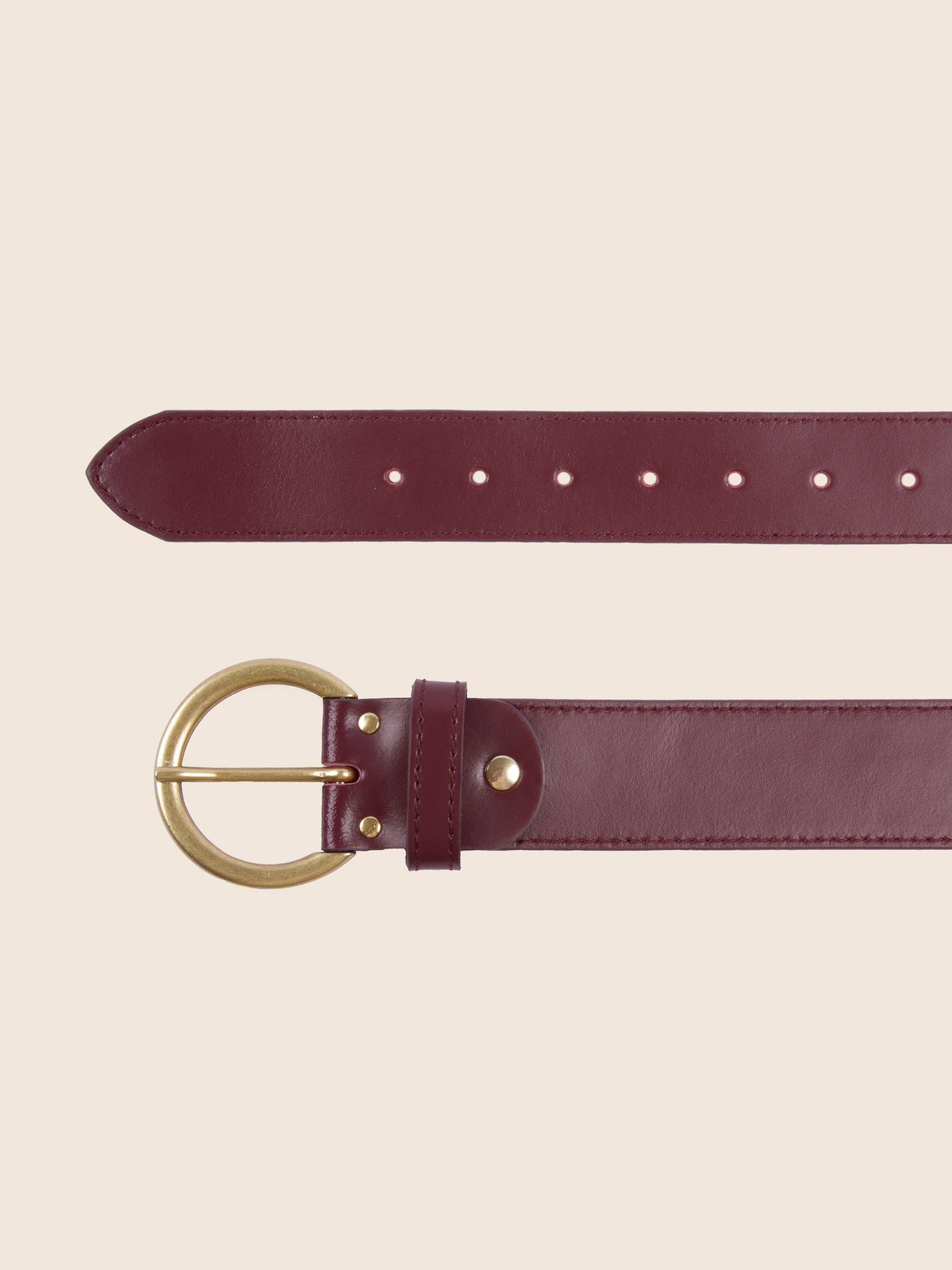 vue dessus ceinture bohème cuir bordeaux jules & jenn