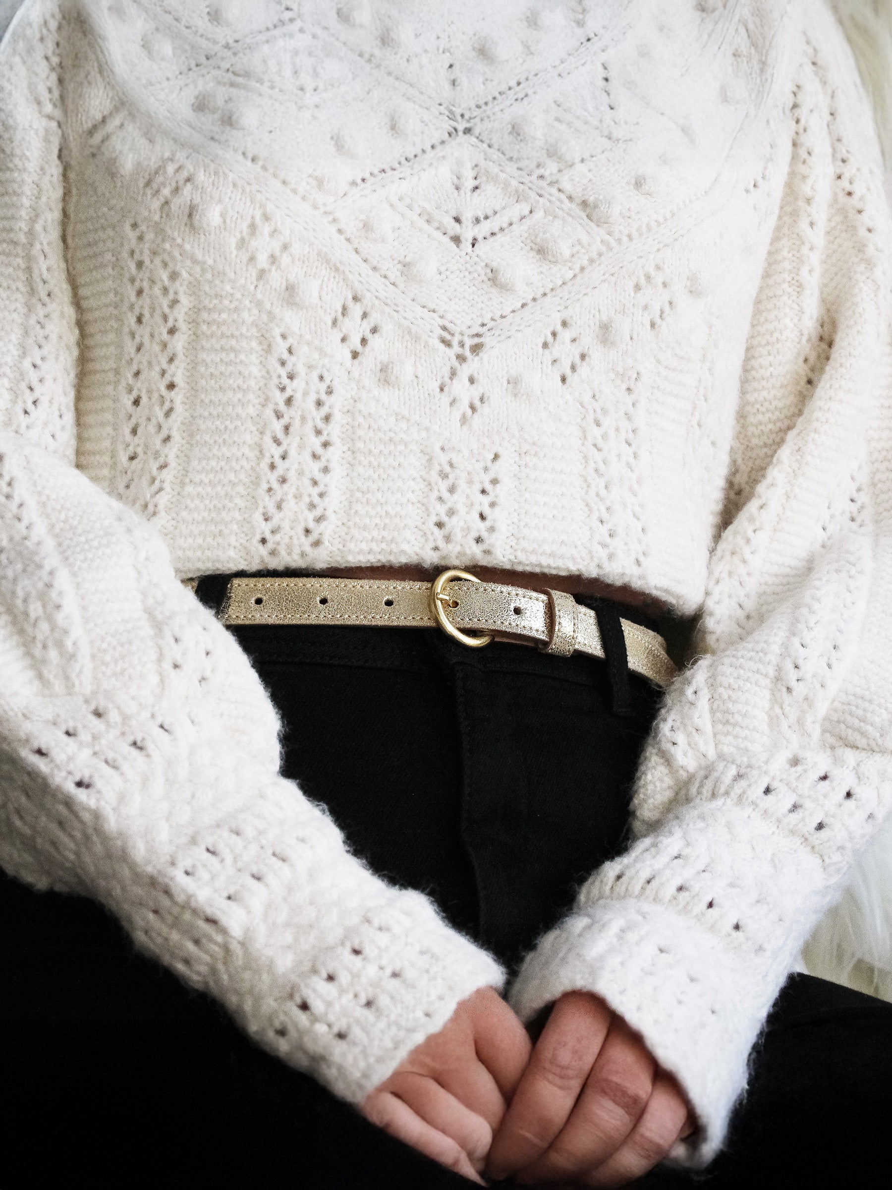 vue portée ceinture boucle d'or cuir metallise dore jules jenn