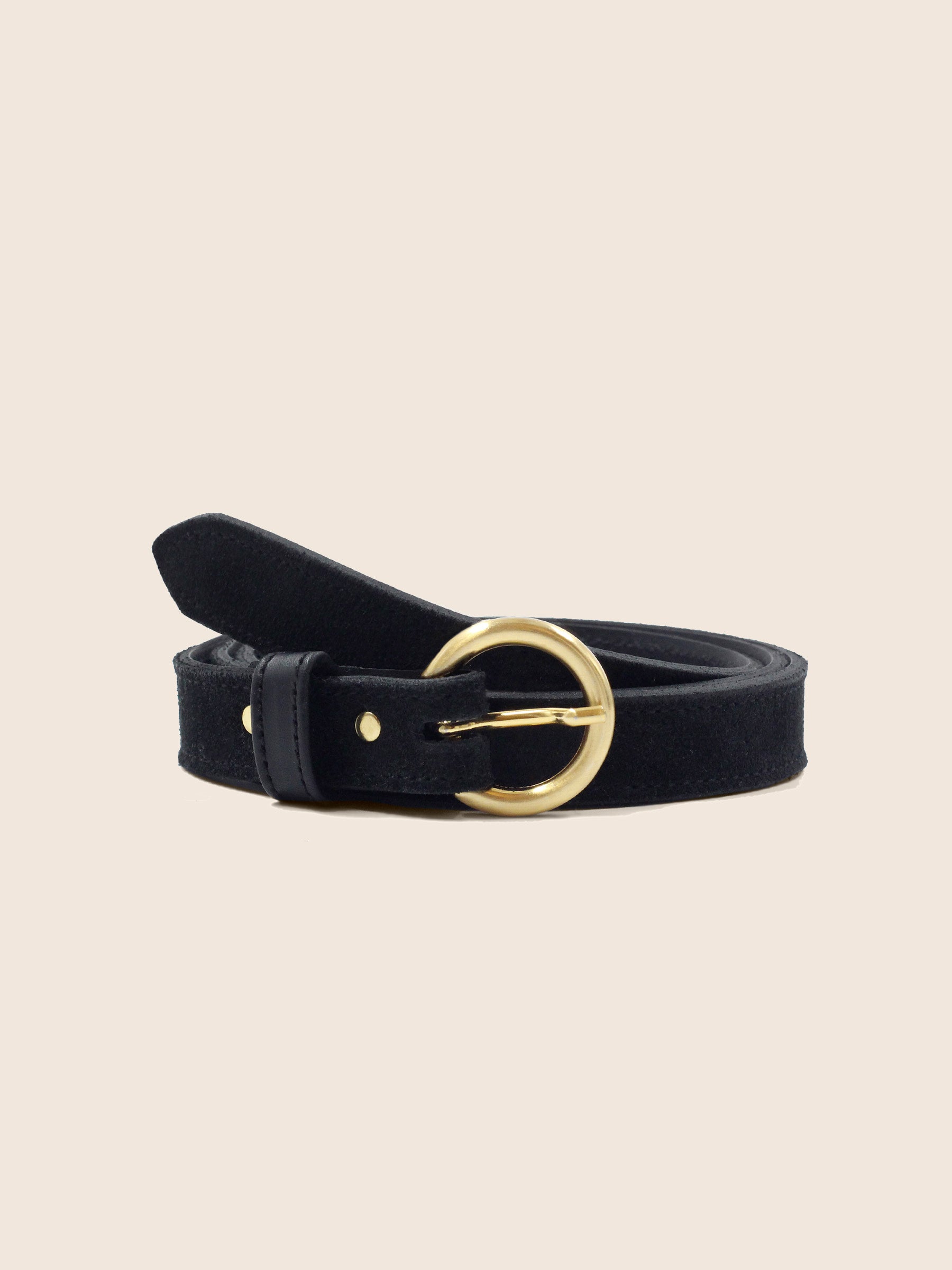 ceinture boucle or daim noir jules jenn