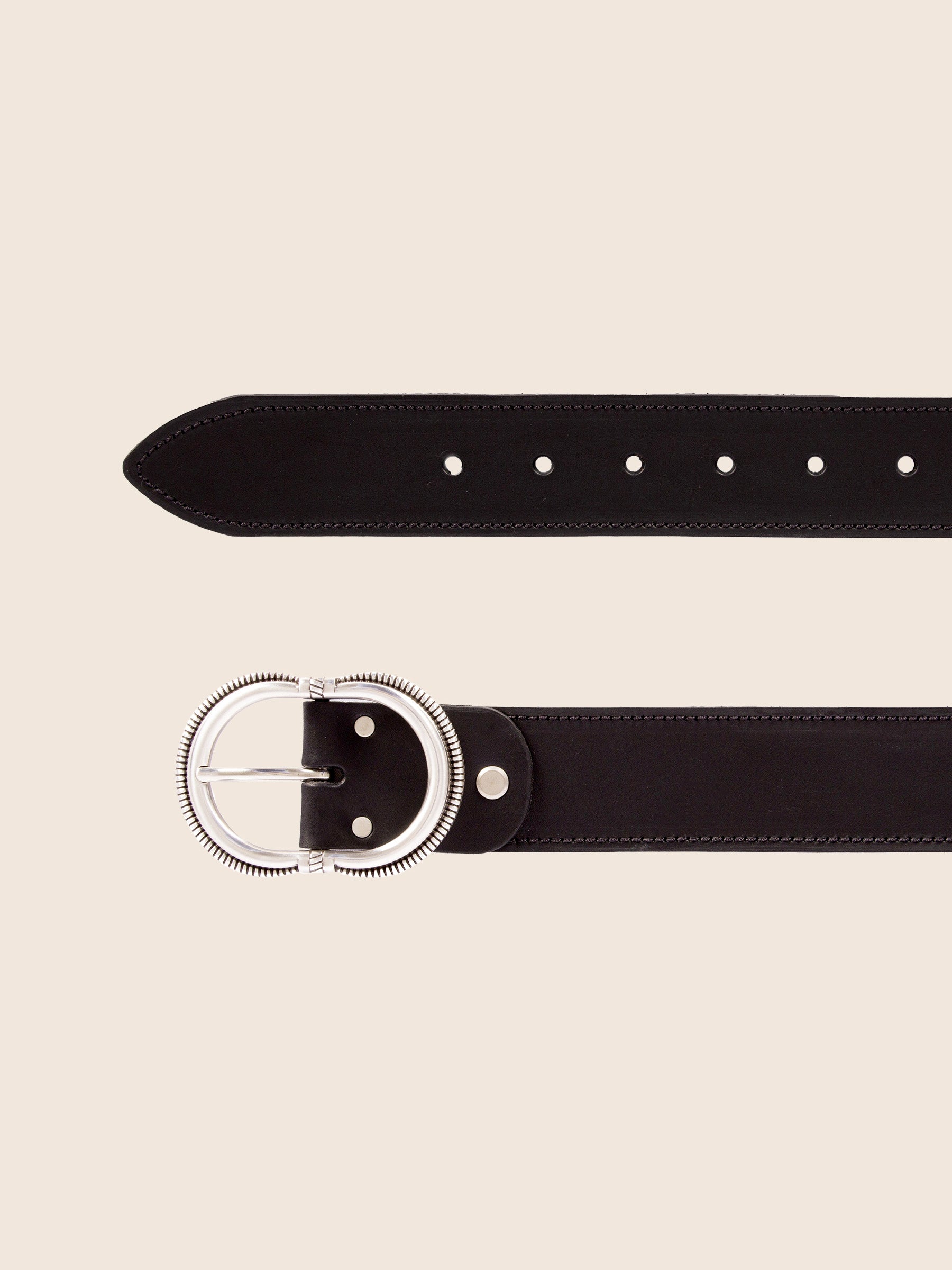 vue dessus ceinture camargue cuir noir jules jenn