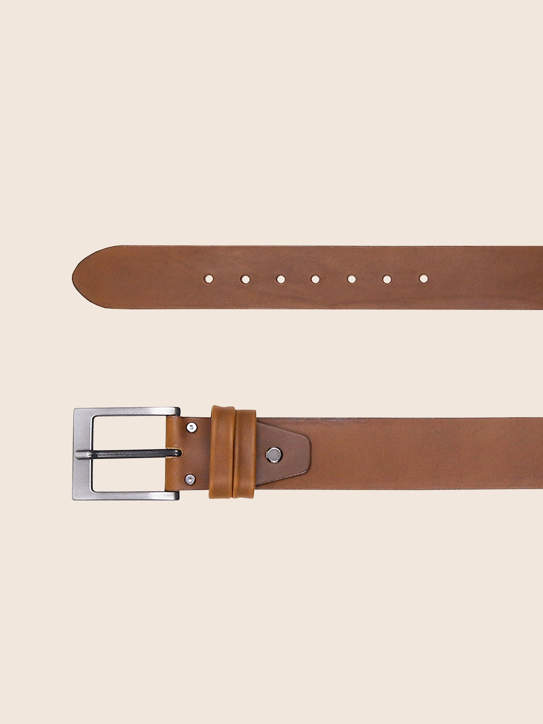 vue dessus ceinture casual cuir cognac jules jenn