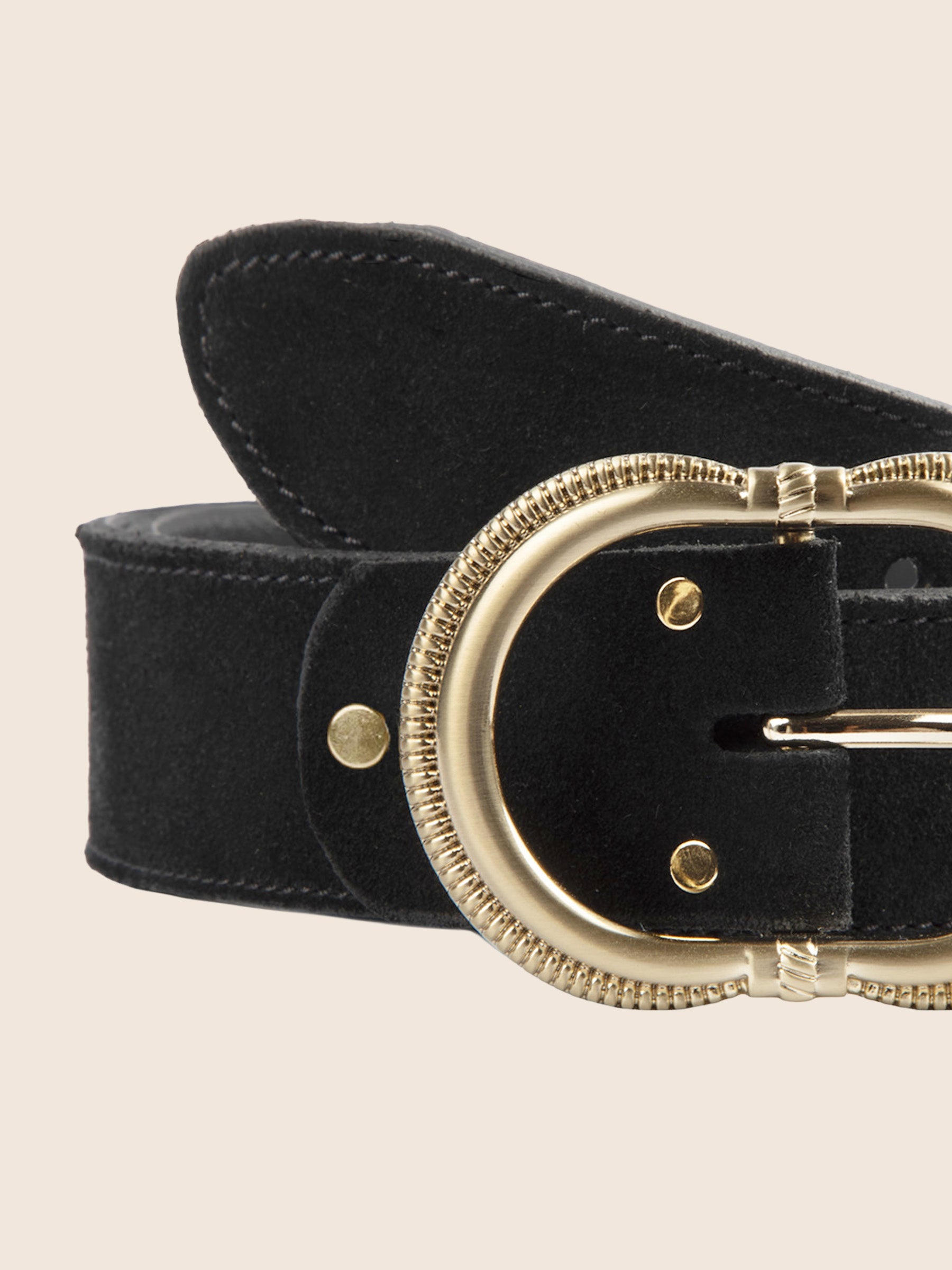 vue serree ceinture honfleur cuir daim noir jules & jenn