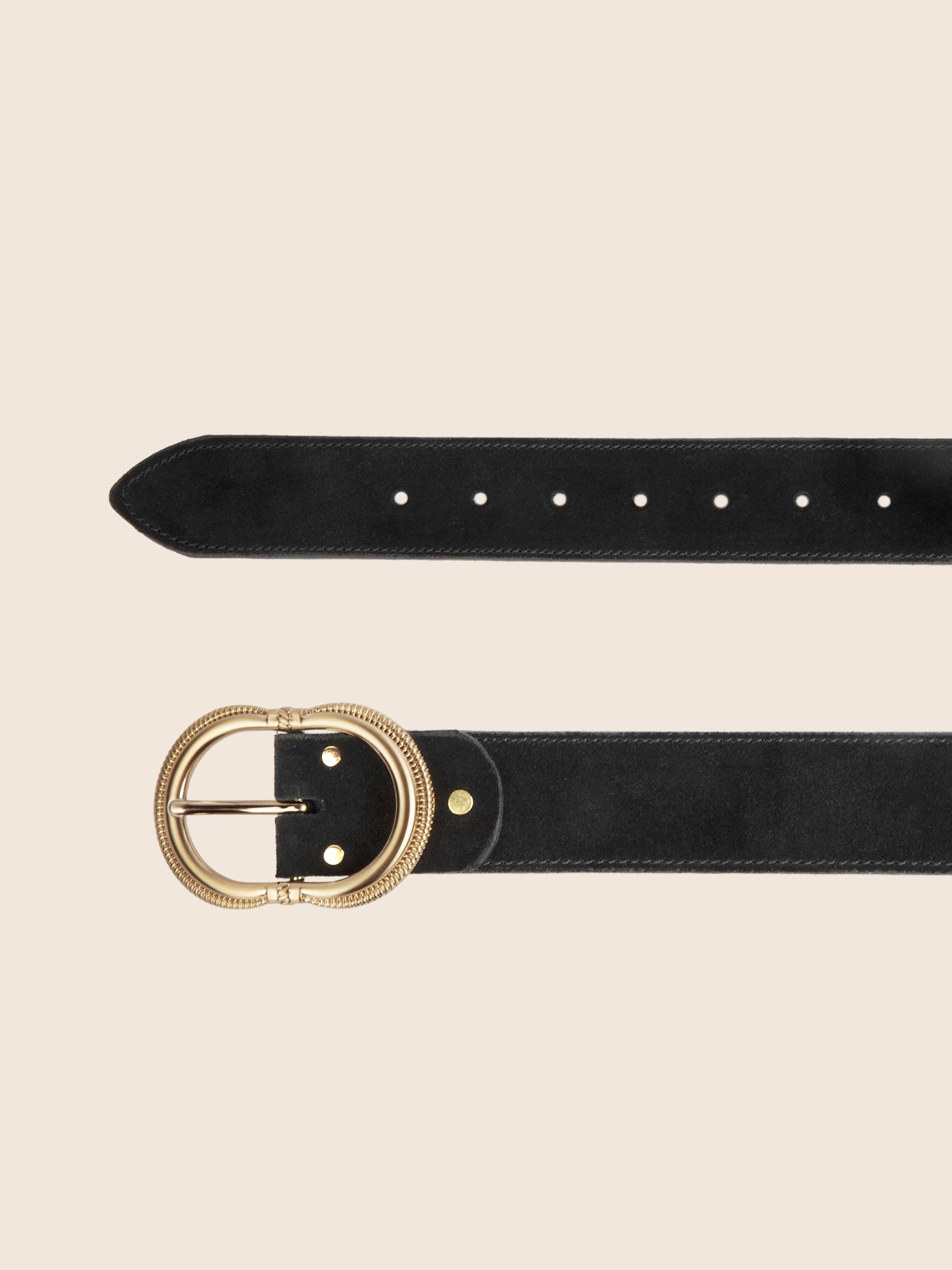 vue dessus ceinture honfleur cuir daim noir jules & jenn