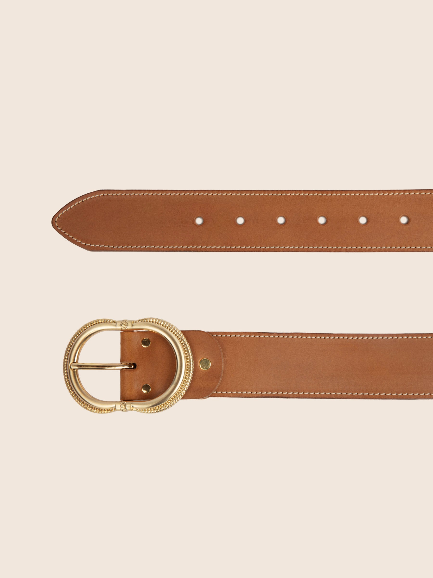 vue dessus boucle ceinture honfleur cuir naturel jules & jenn