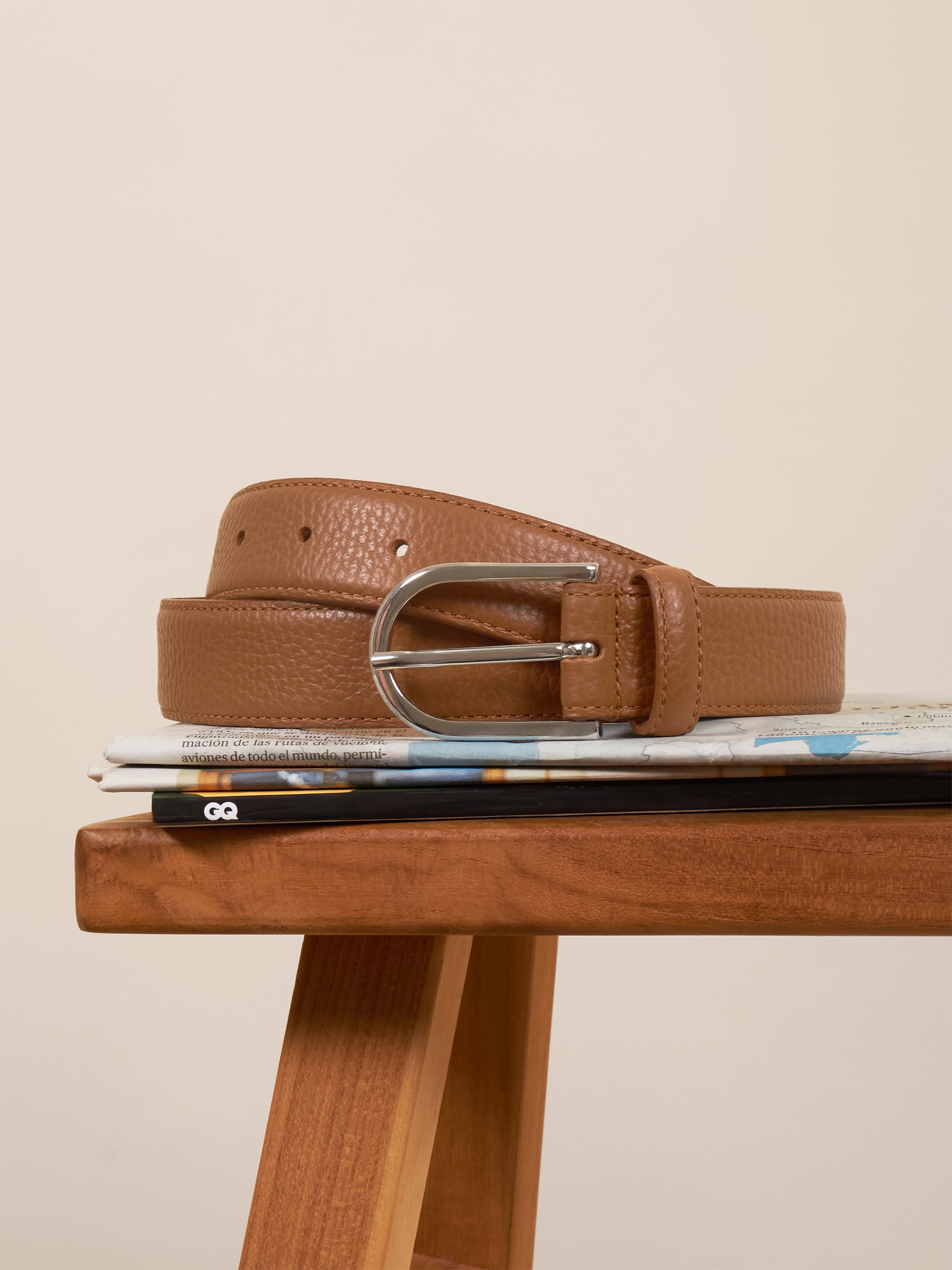 Ceinture Oscar cuir grainé camel