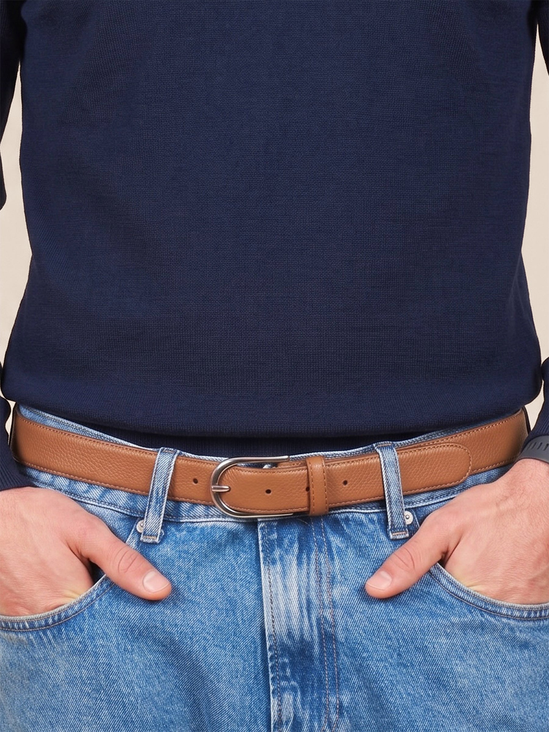 Ceinture Oscar cuir grainé camel
