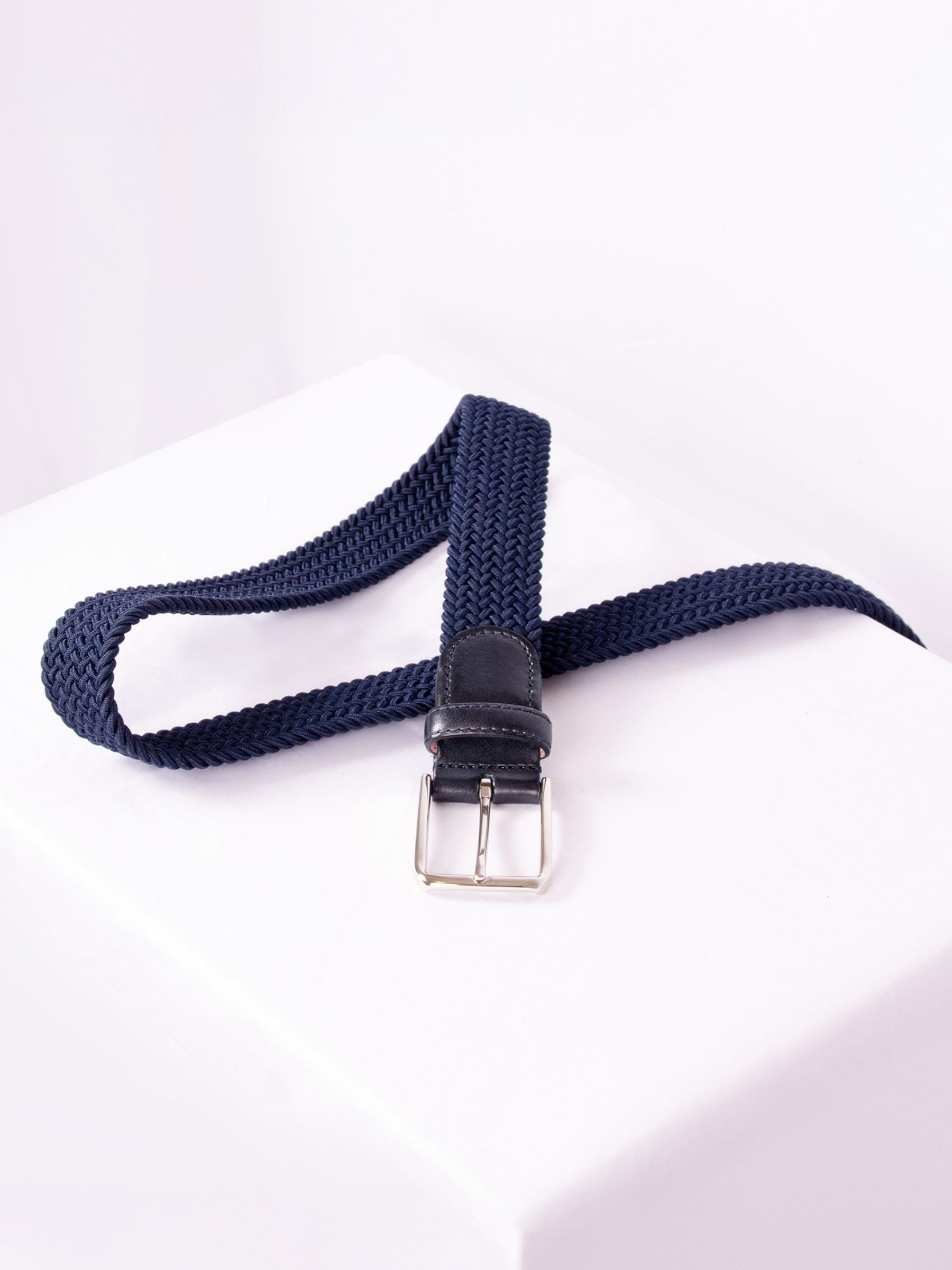 vue posée ceinture tressee homme textile cuir bleu jules jenn