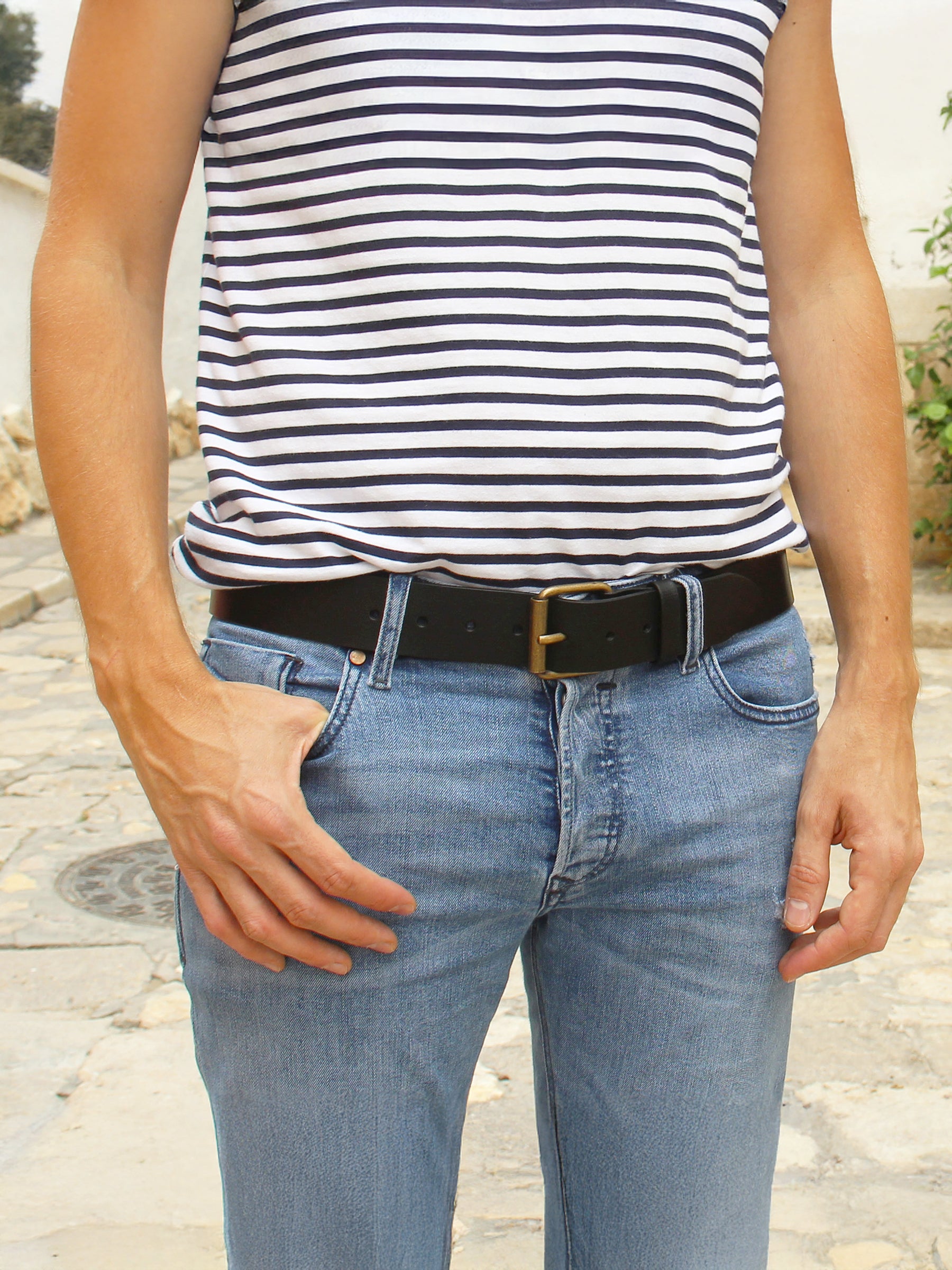 vue portée ceinture week-end cuir noir jules jenn