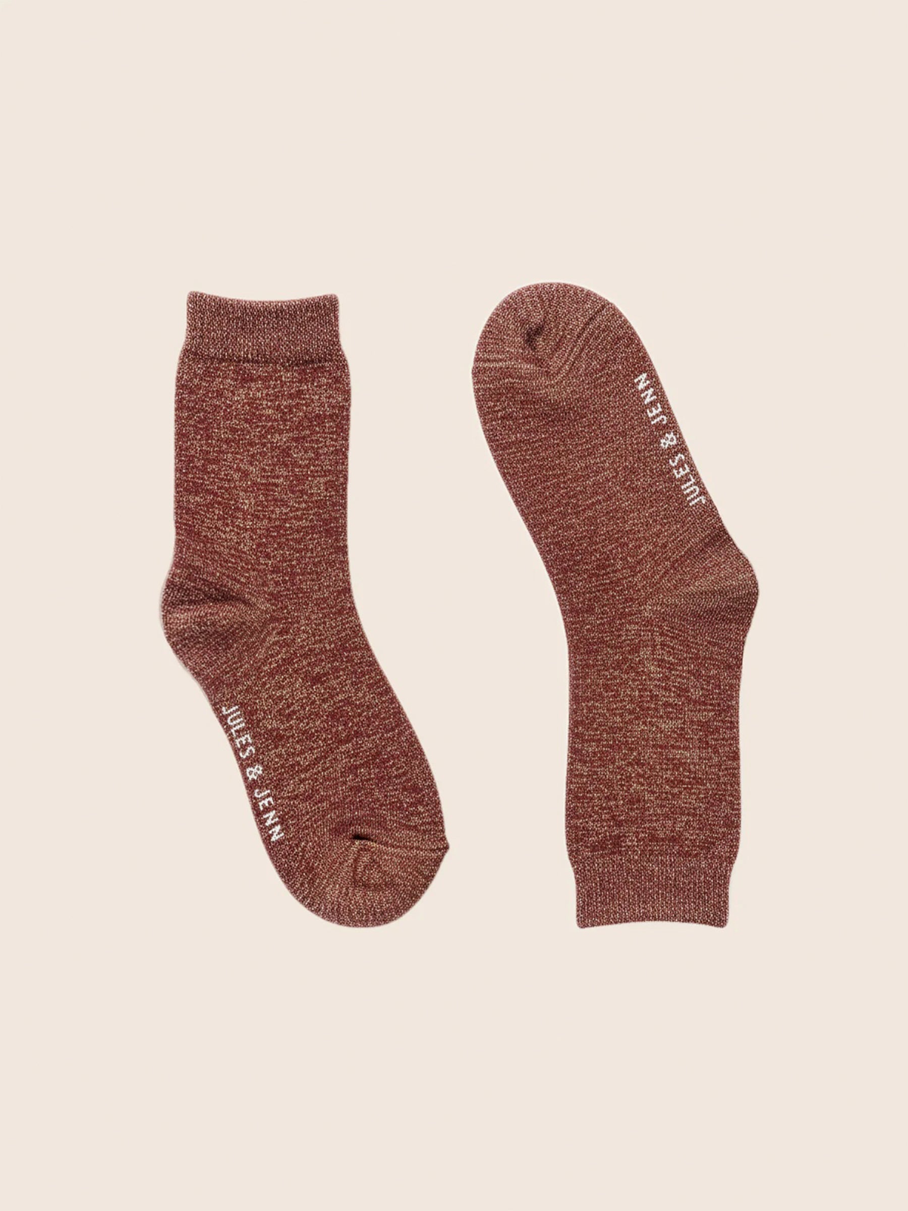 Chaussettes lurex bordeaux doré