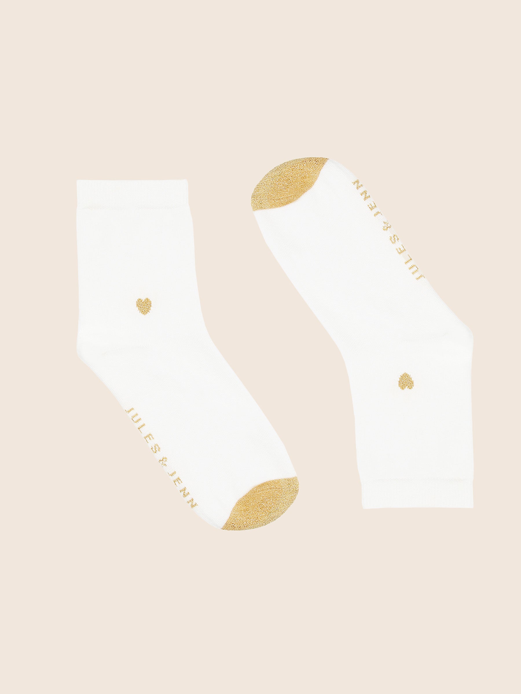 chaussettes coeur blanc dore pack jules jenn