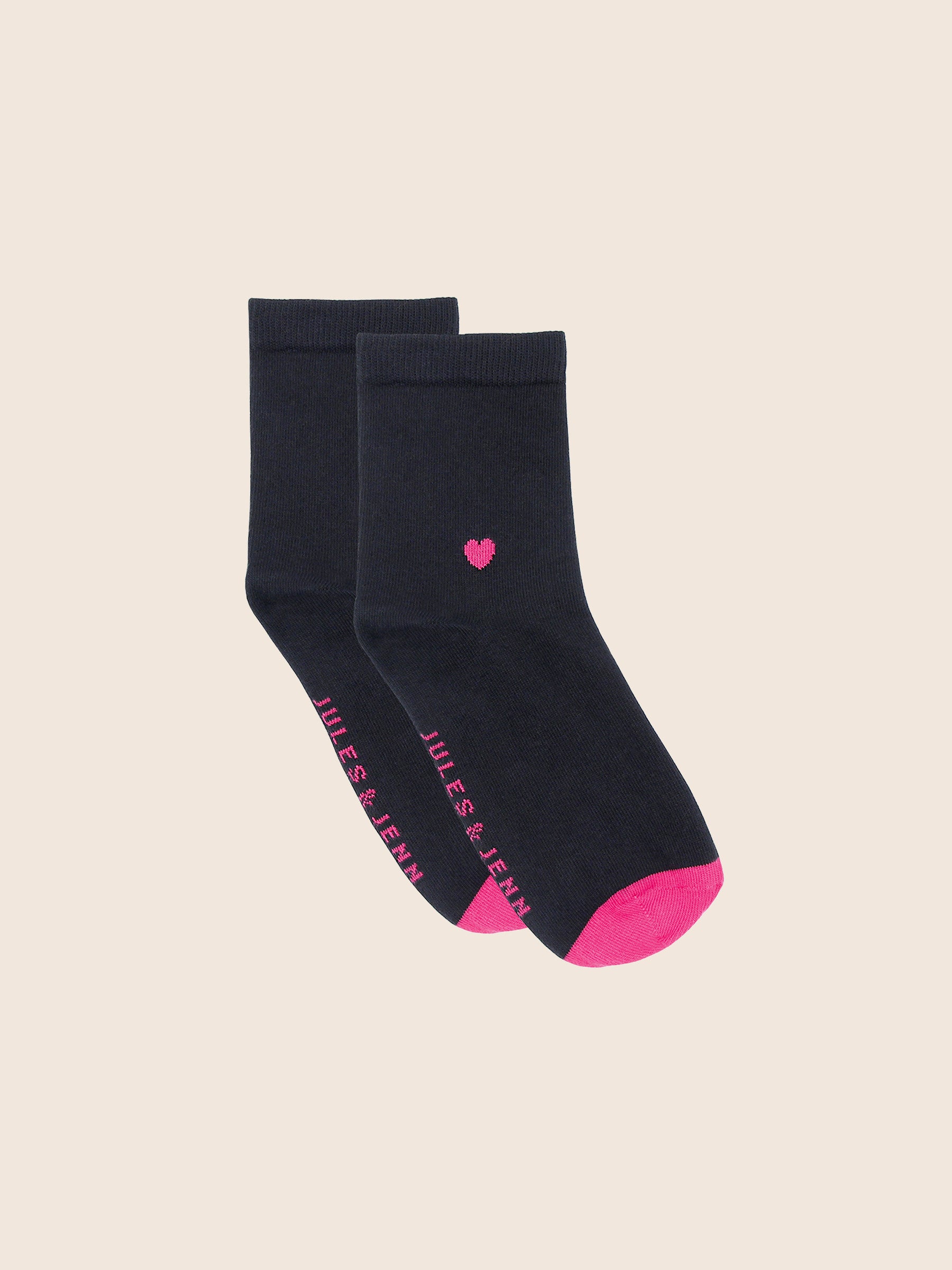 chaussettes cœur noir fushia jules jenn