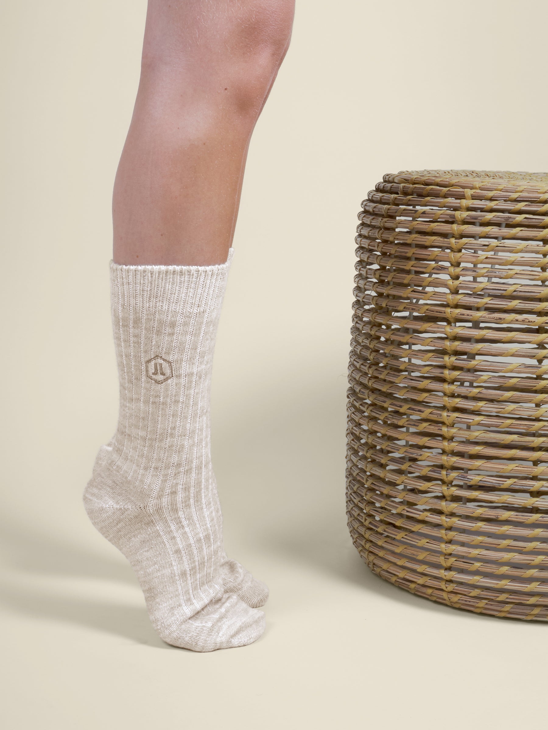 vue portée chaussettes cosy beige jules jenn