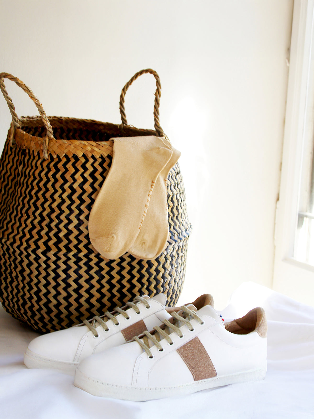 Beige mercerised cotton socks