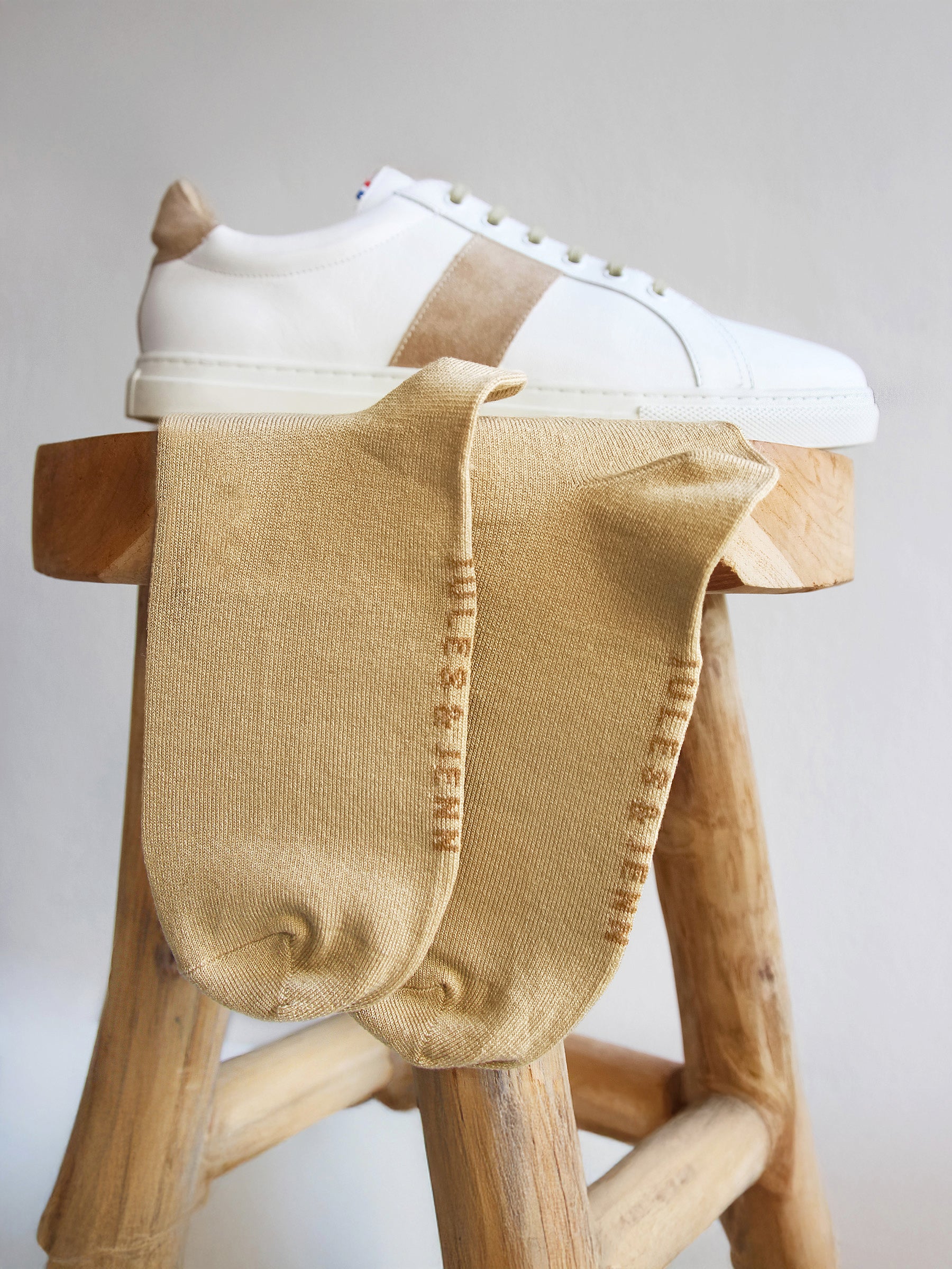 Beige mercerised cotton socks