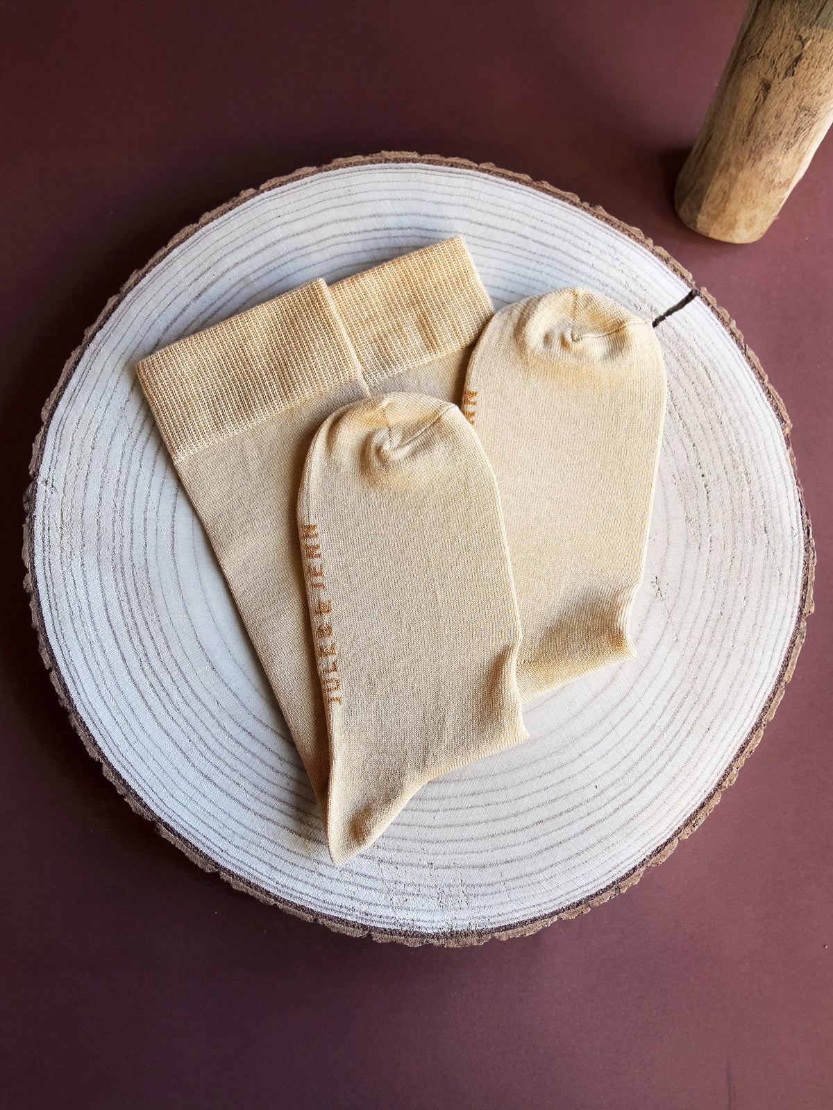 Beige mercerised cotton socks