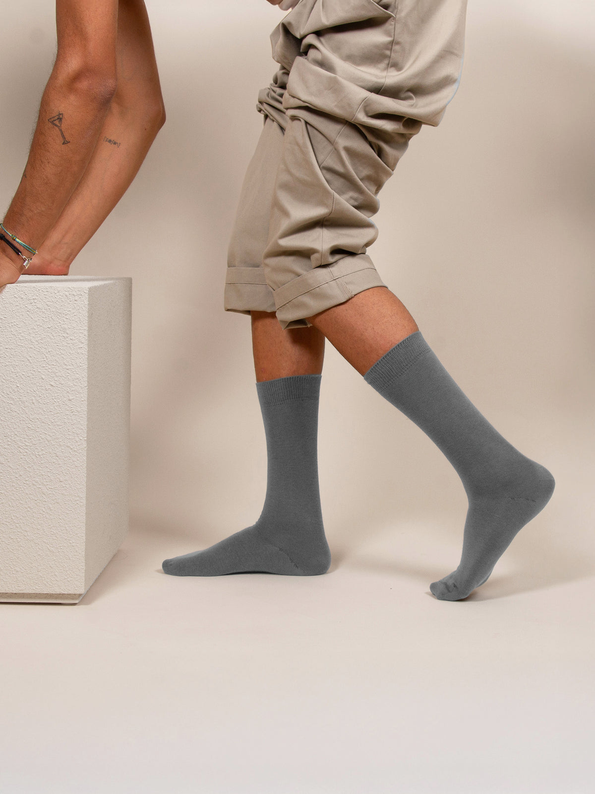 Grey mercerised cotton socks