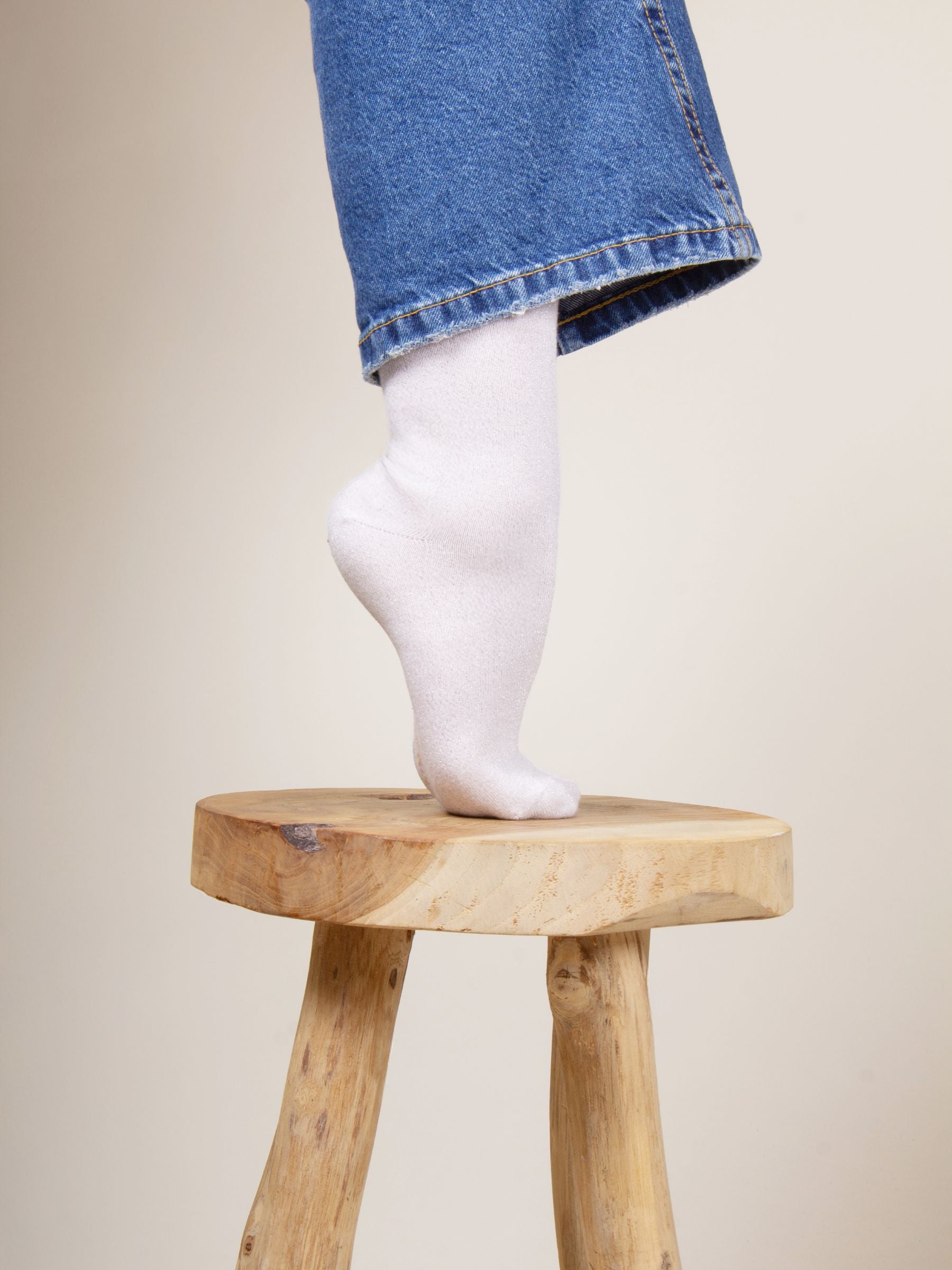 Chaussettes lurex blanc argenté