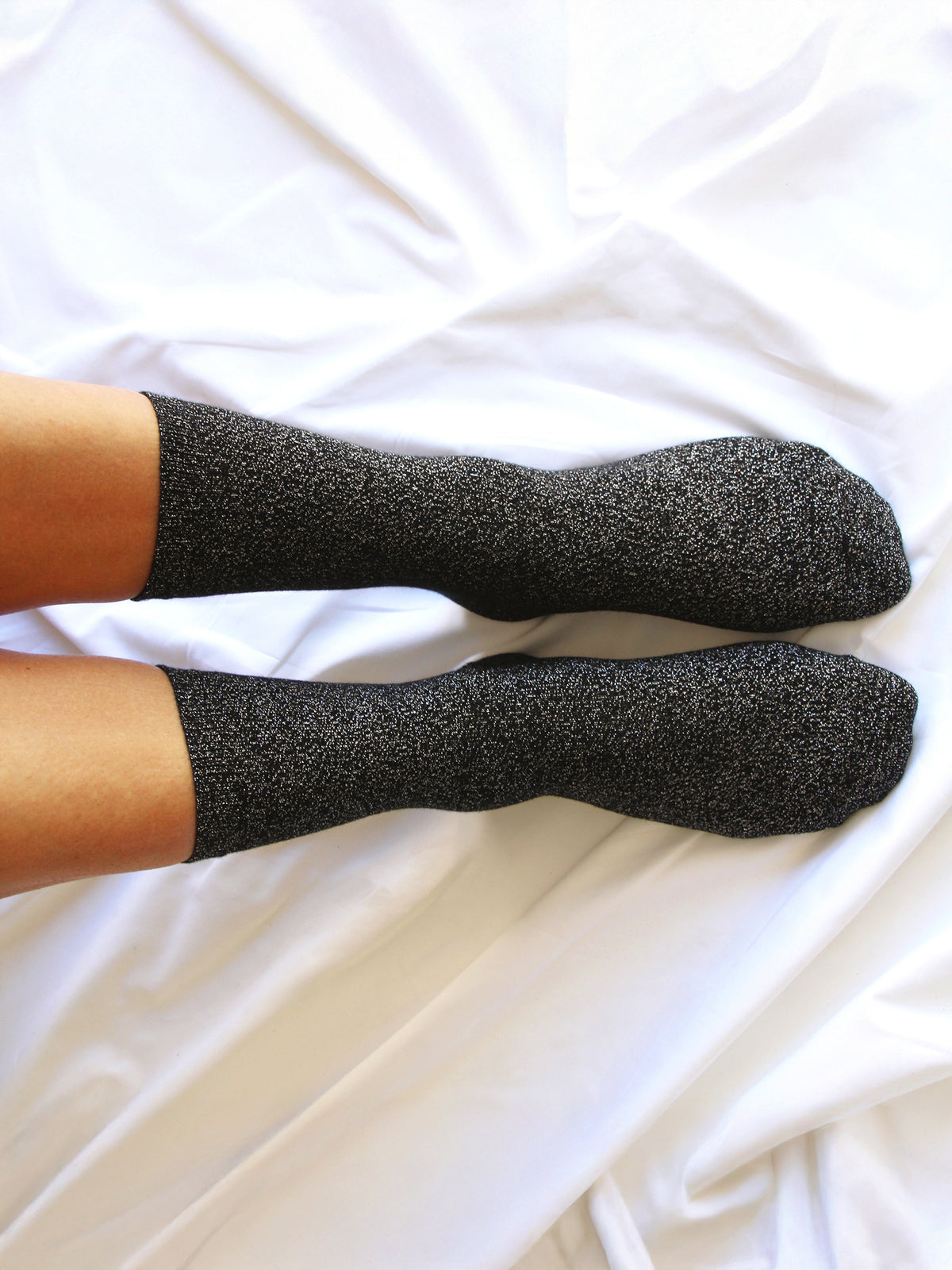 Black and silver lurex socks