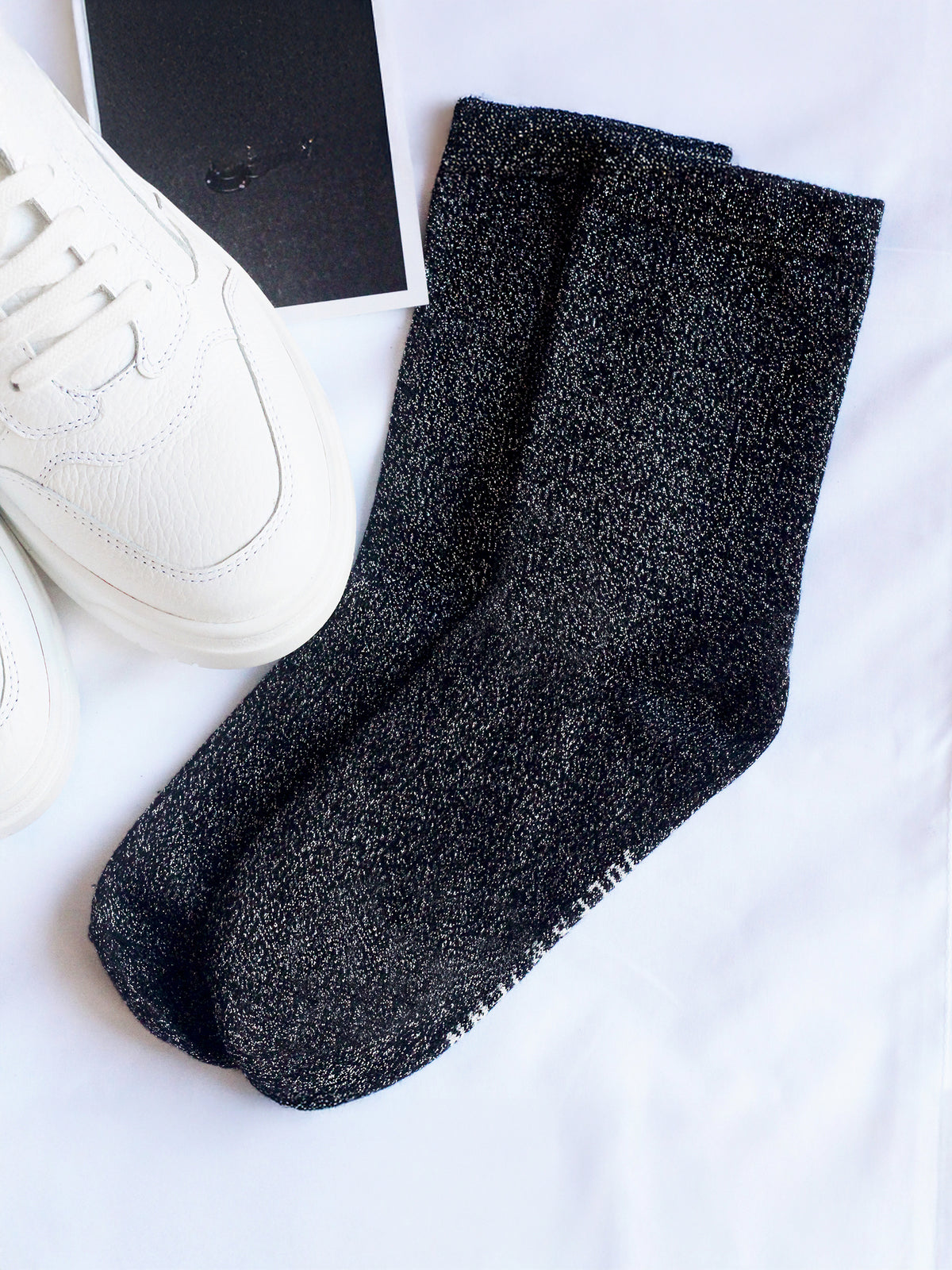 Black and silver lurex socks
