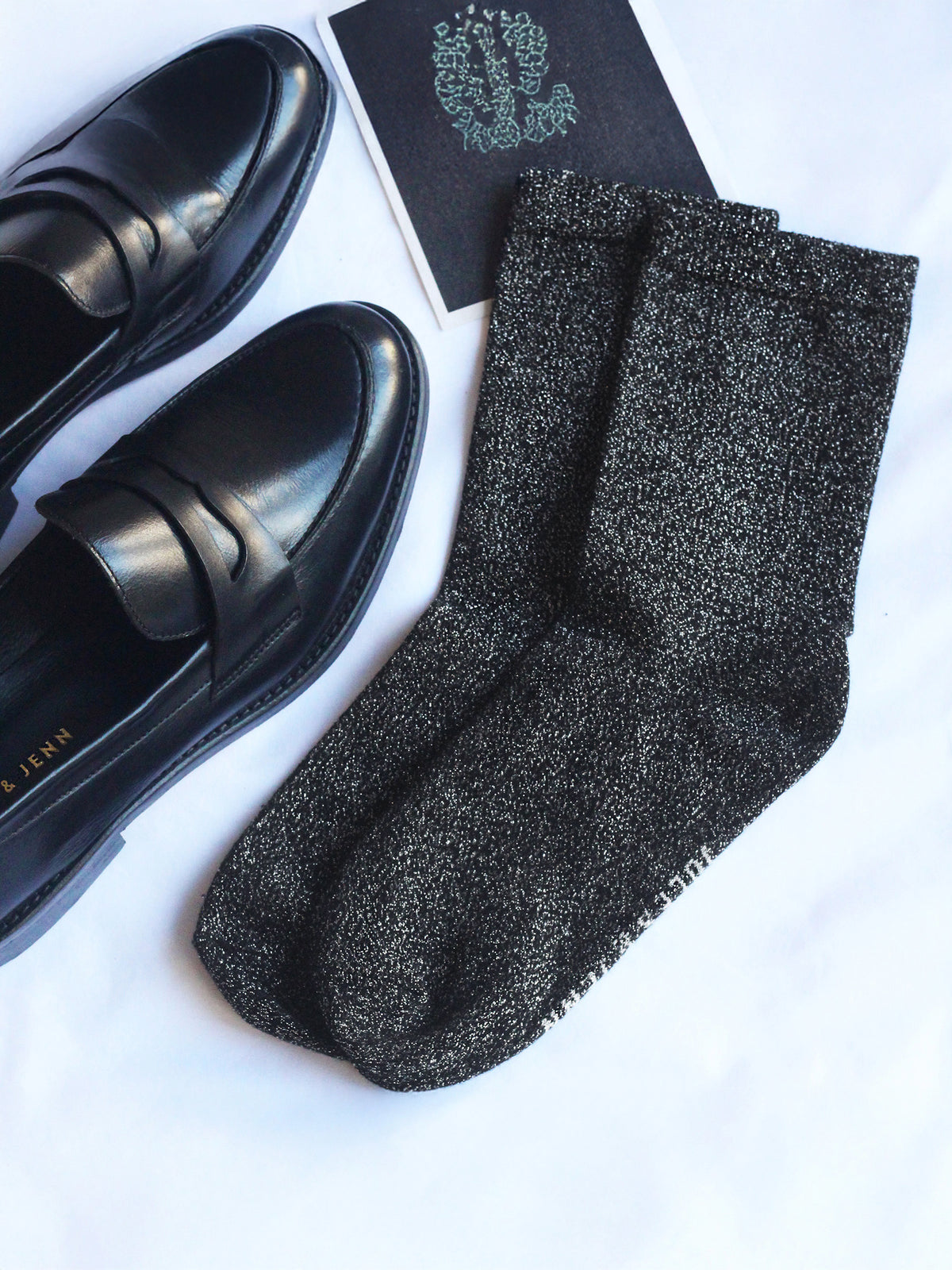 Black and silver lurex socks