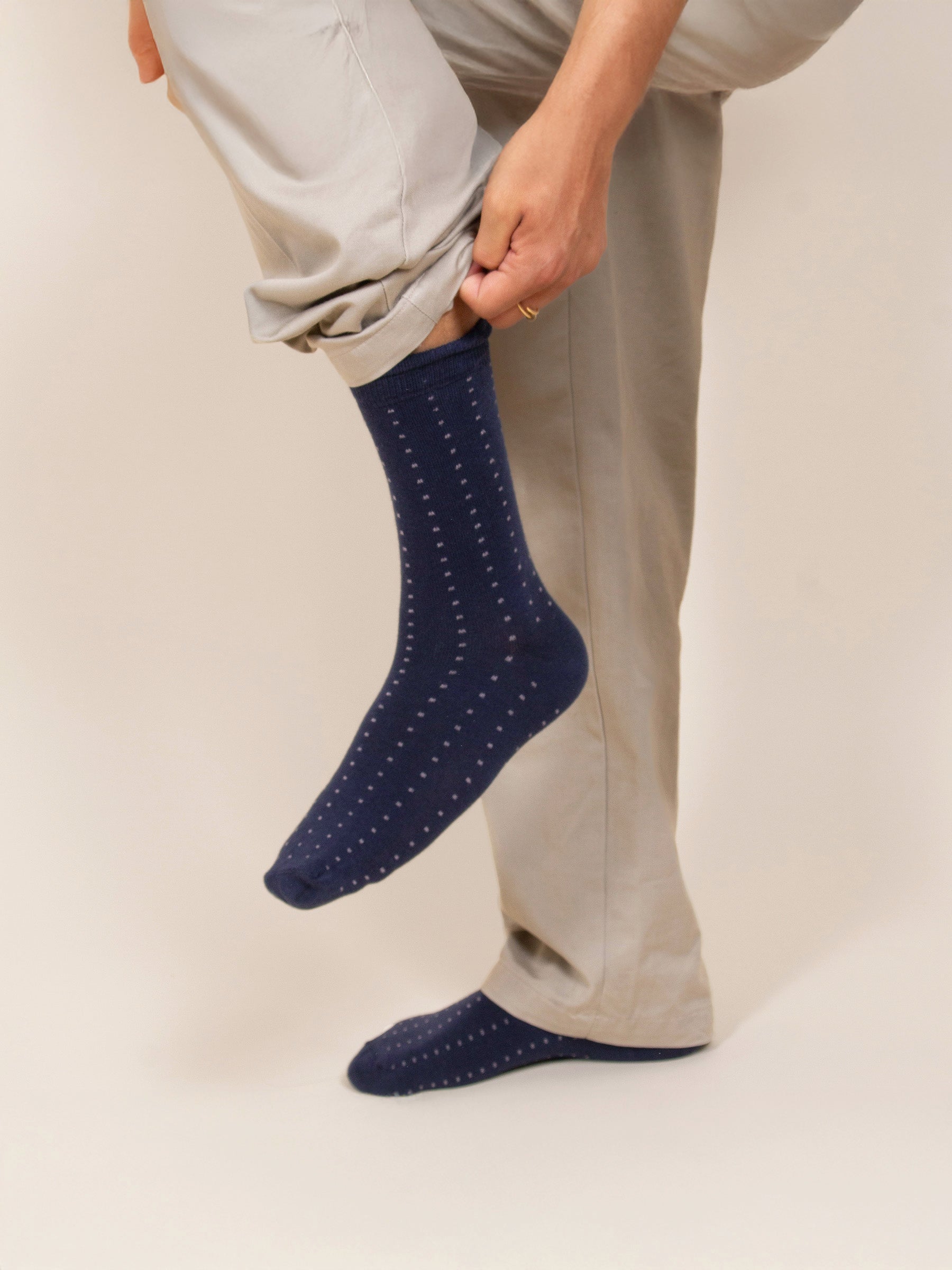 Blue and grey cotton dot socks