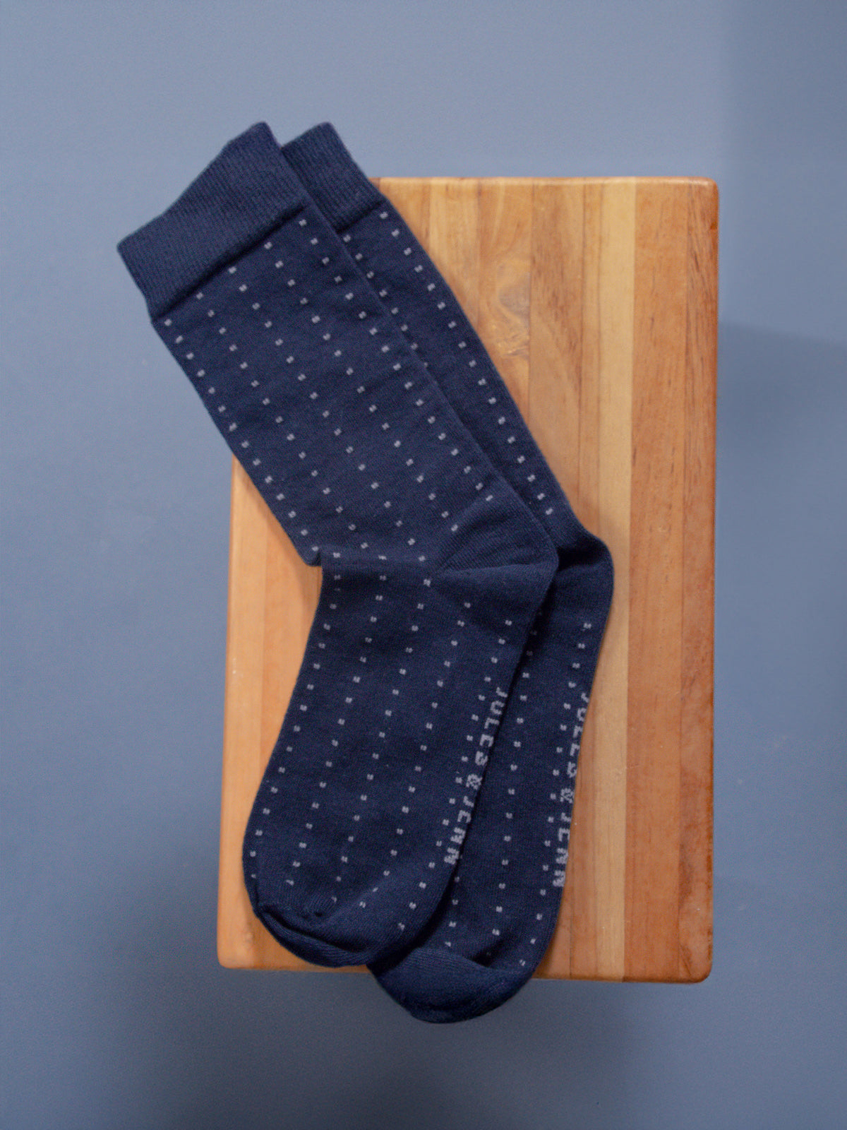 Blue and grey cotton dot socks