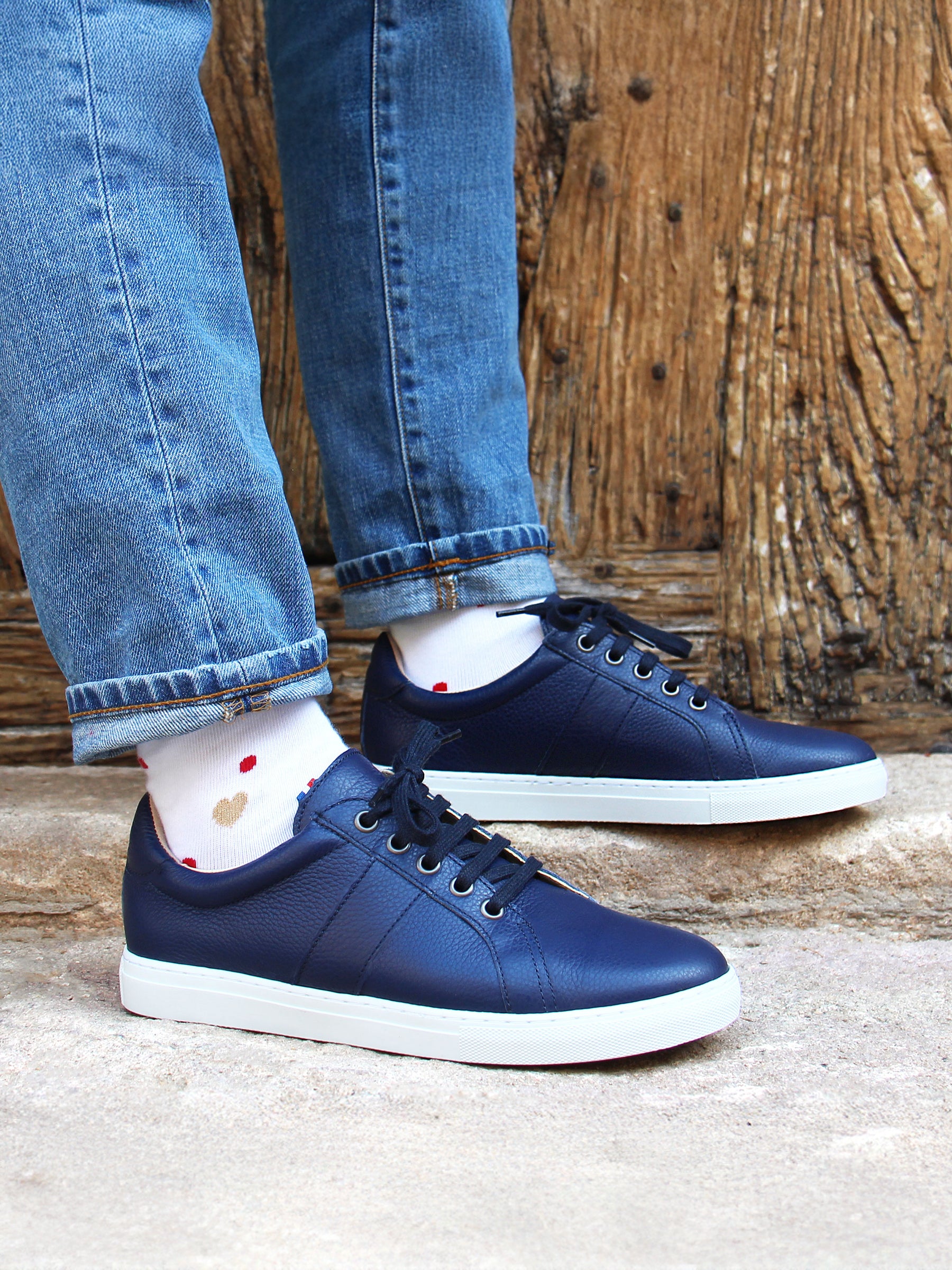 vue portée chaussettes pois coton blanc rouge jules jenn