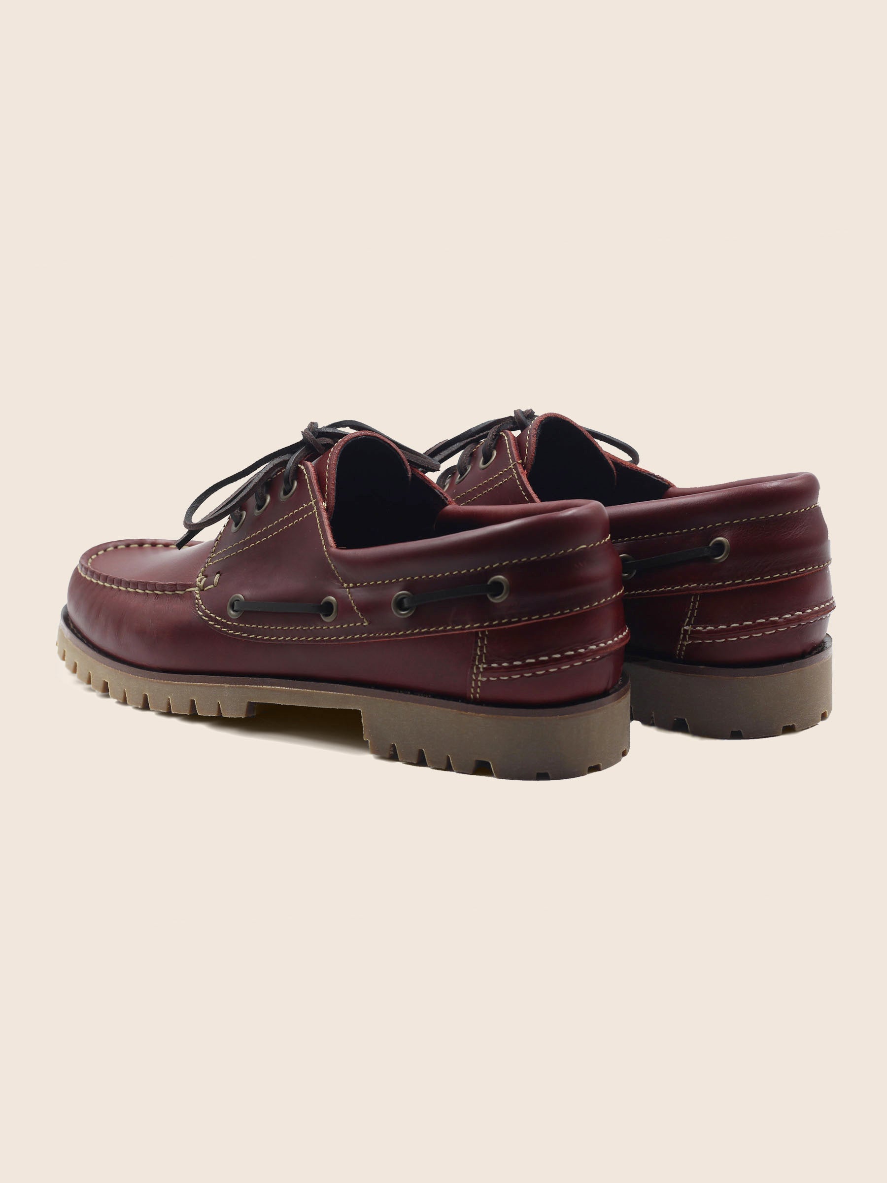 vue arriere chaussure bateau crampons cuir bordeaux jules & jenn