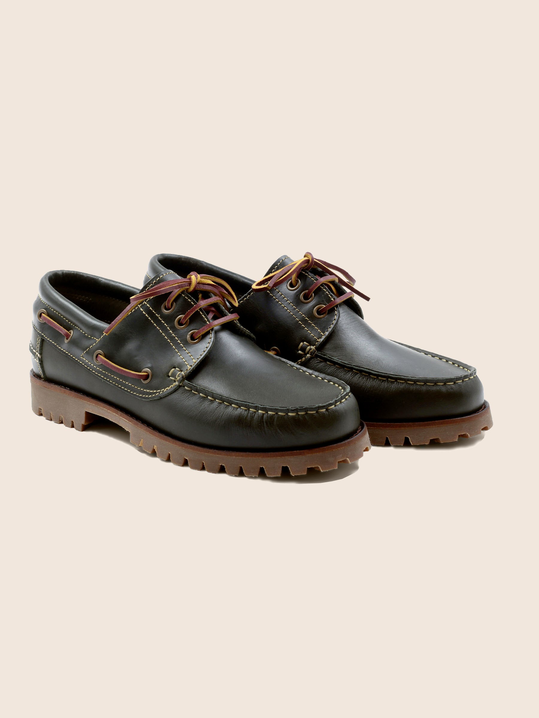 chaussures bateau crampons cuir vert jules jenn