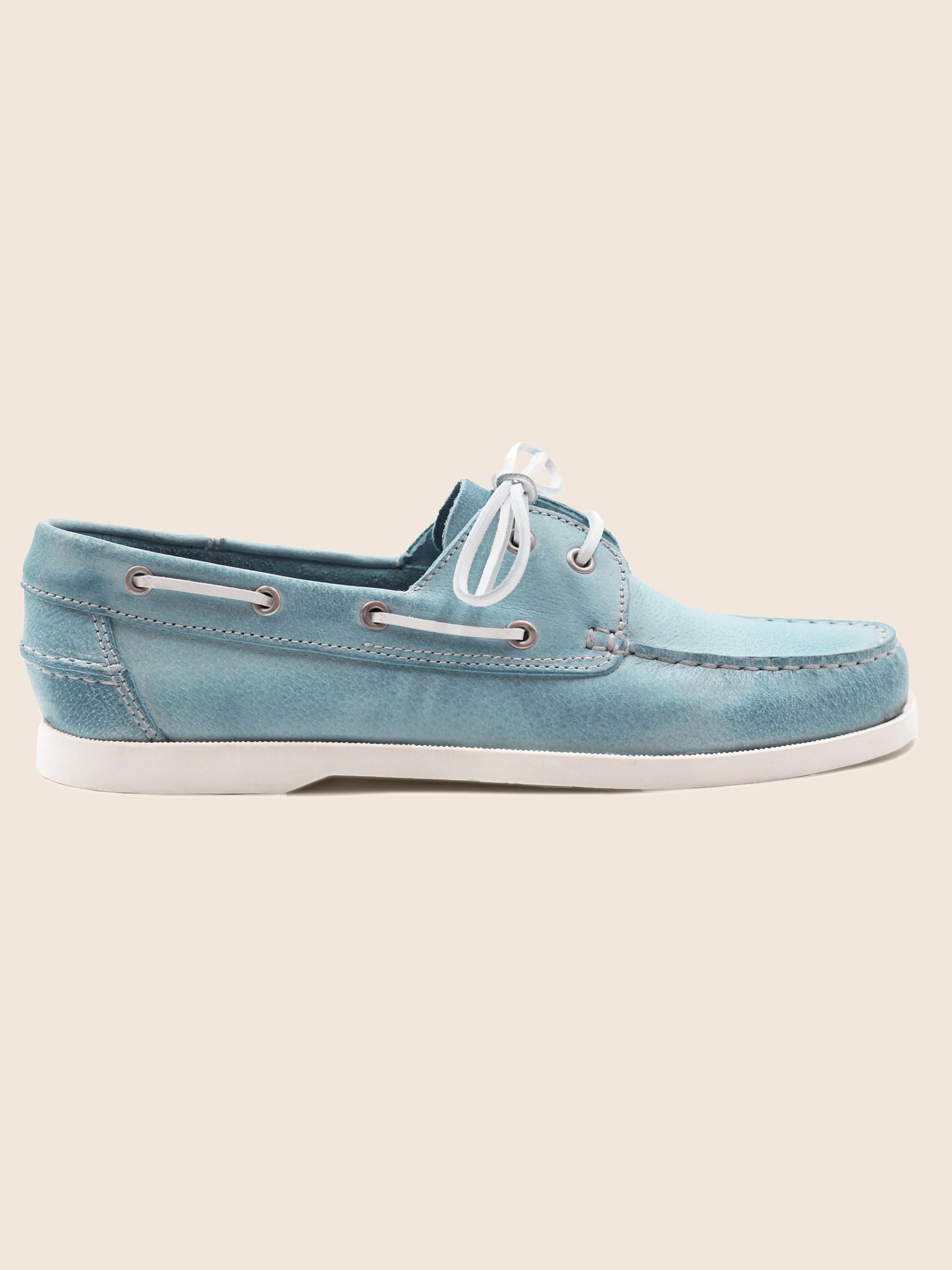Chaussures bateau cuir bleu clair