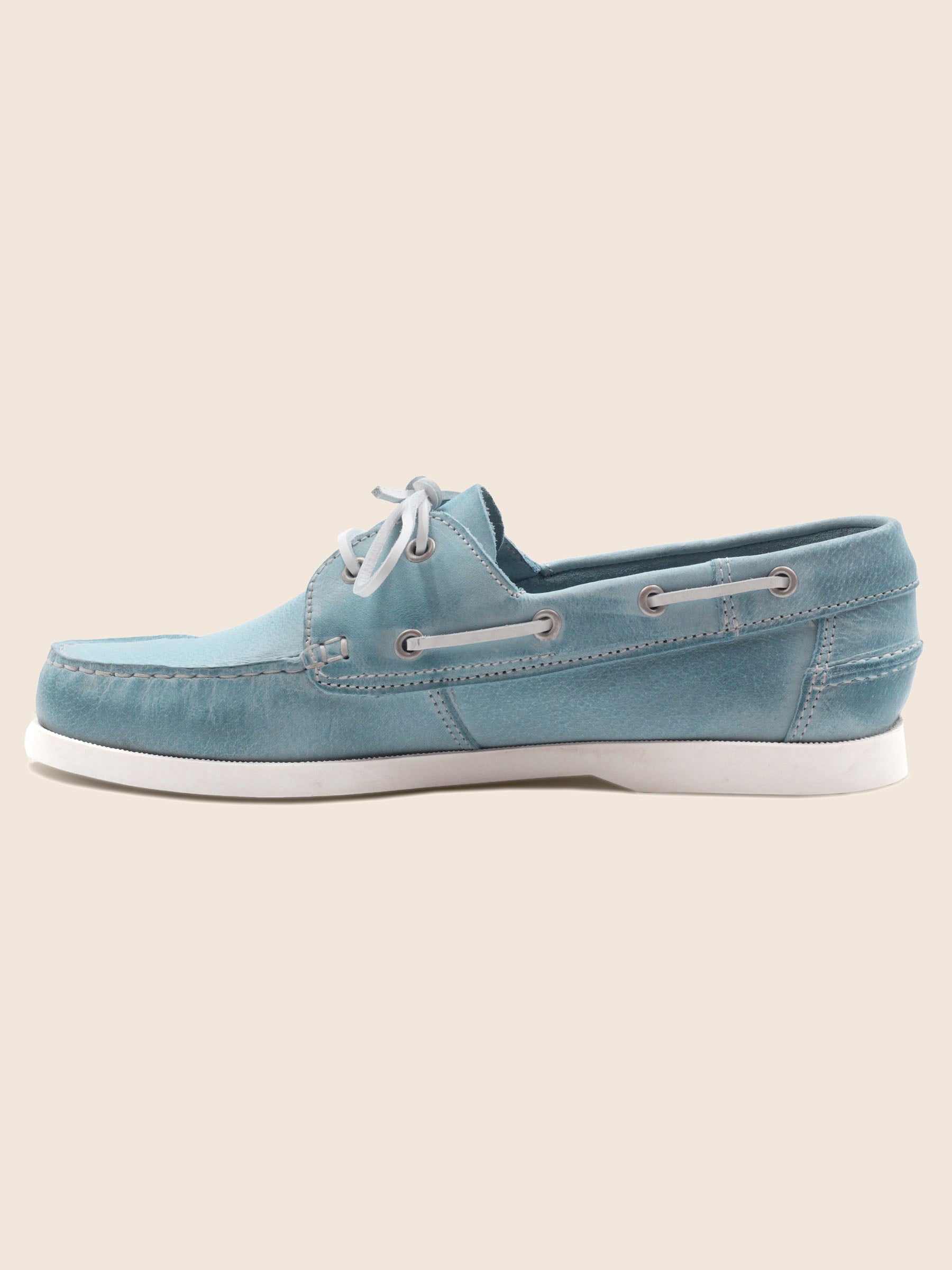 Chaussures bateau cuir bleu clair