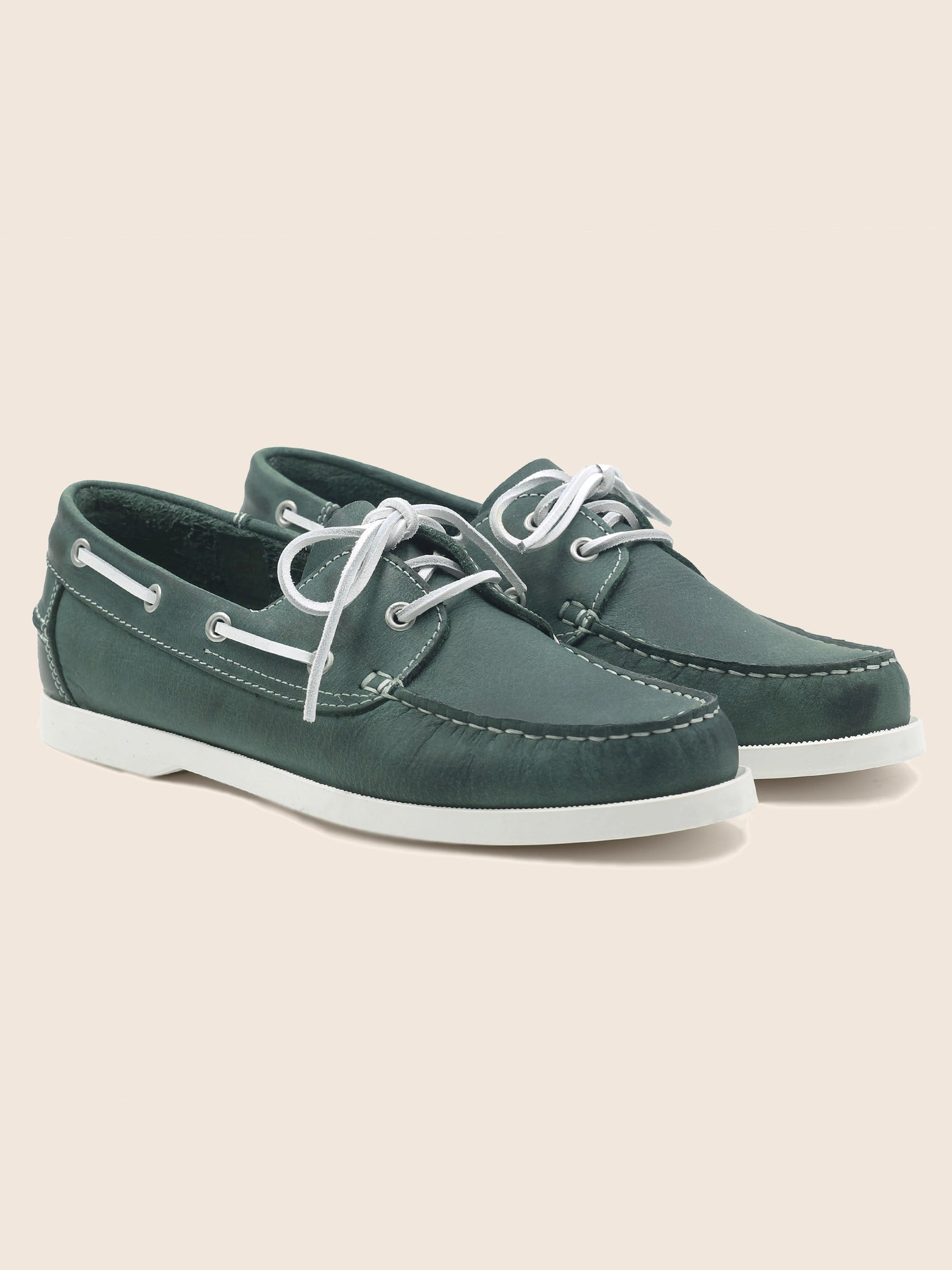 chaussures bateau cuir vert jules jenn
