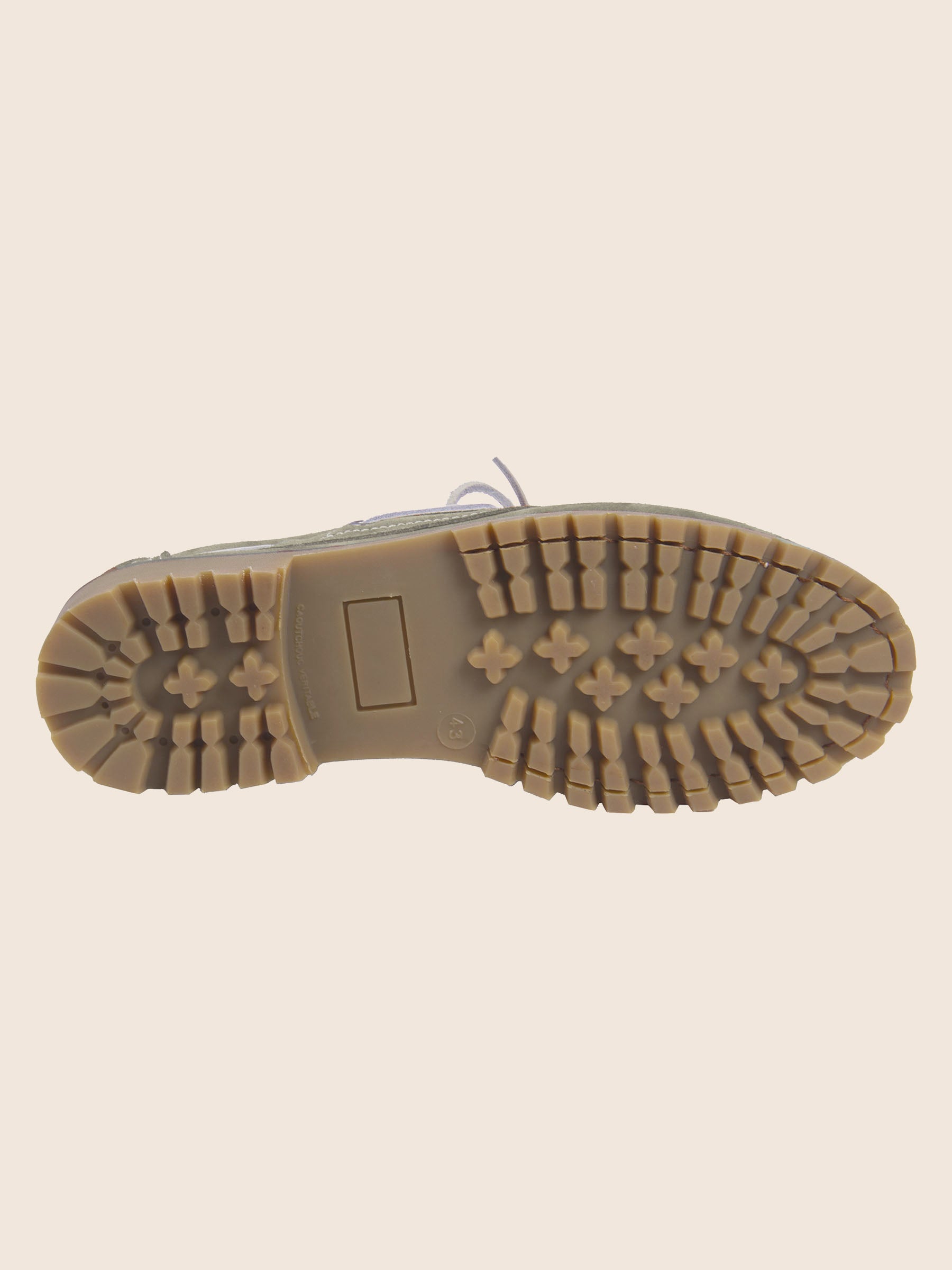 vue semelle chaussures bateau semelles crantees cuir daim kaki jules jenn