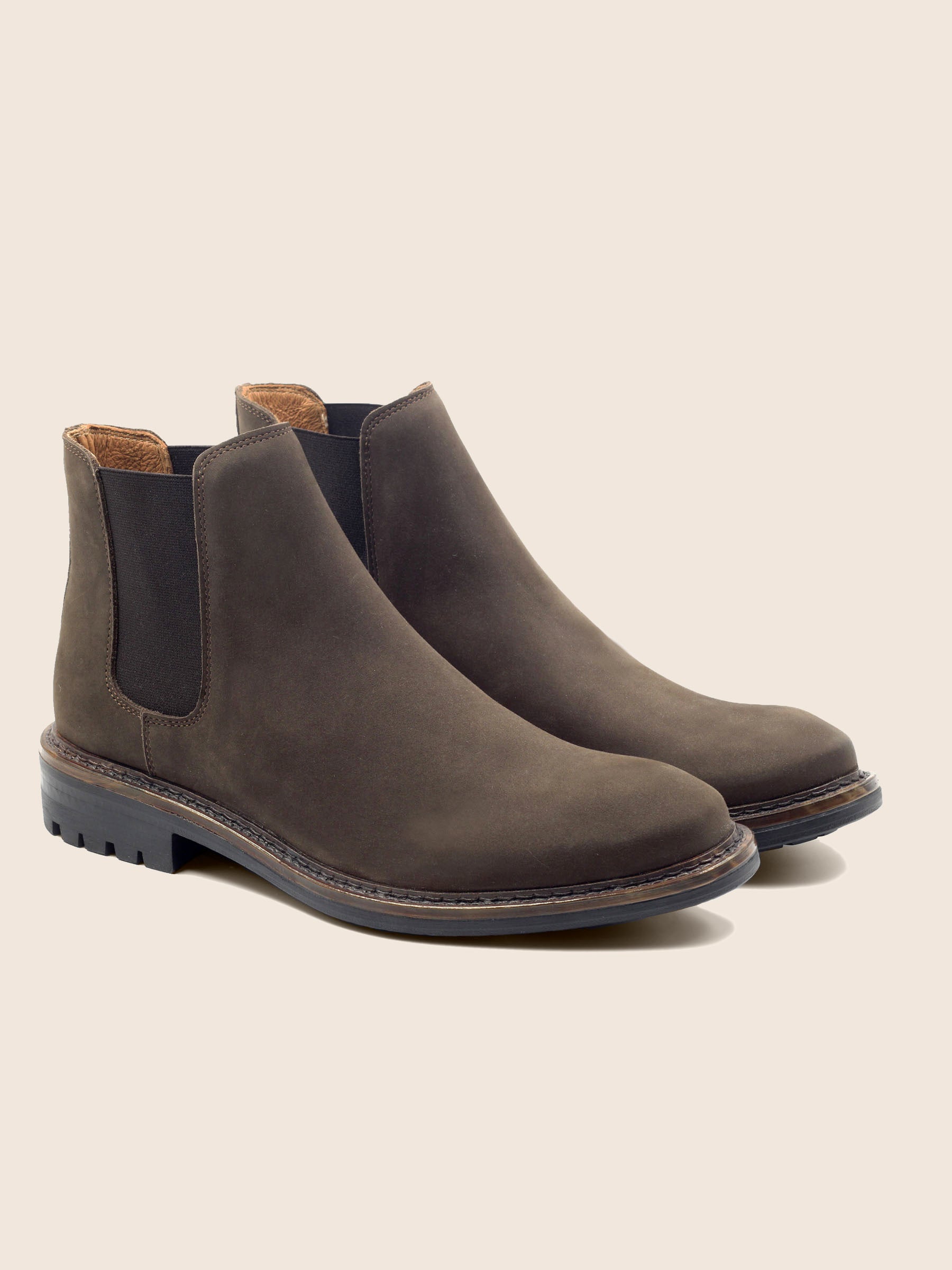 vue face chelsea boots basses cuir nubuck marron jules jenn